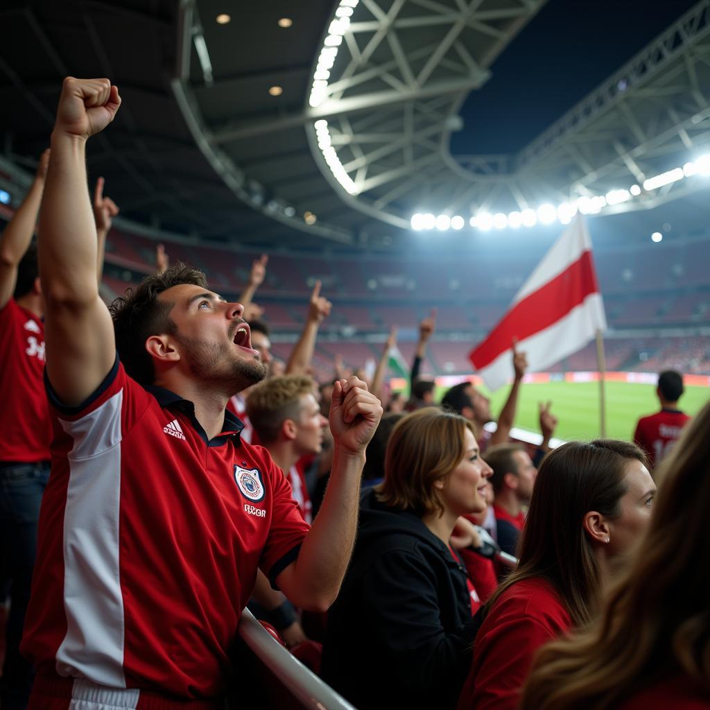 Fans im alten Leverkusen Stadion bei einem Heimspiel