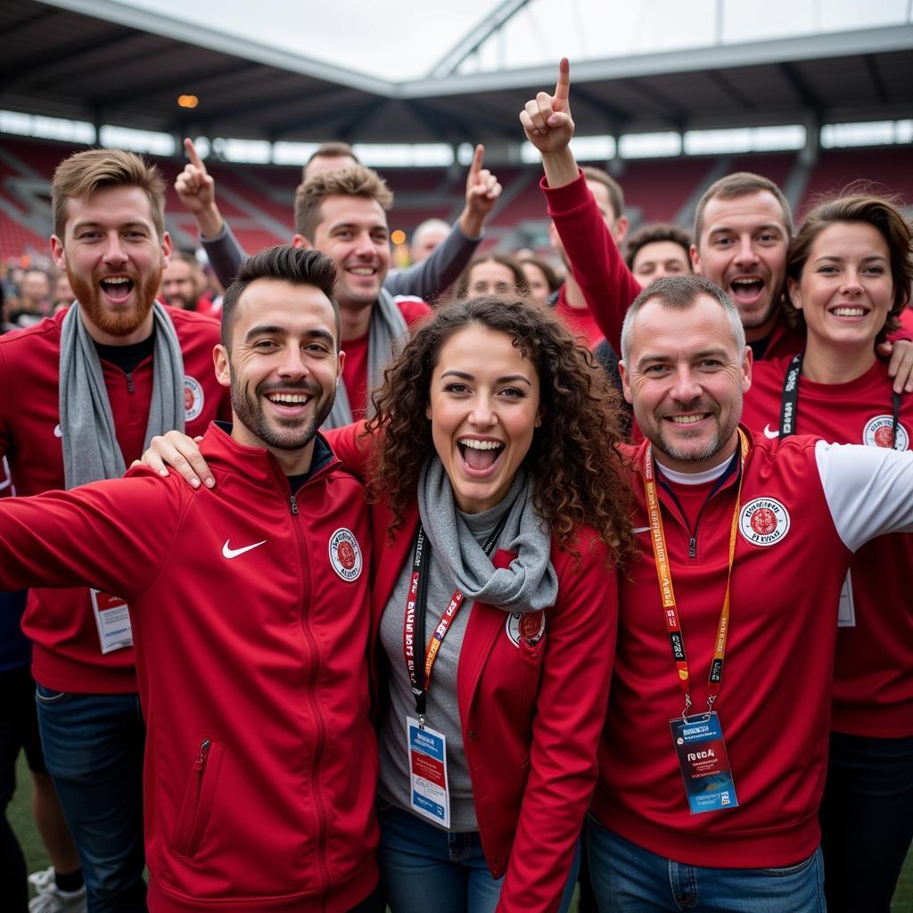 Fans im Bayer Leverkusen Outfit