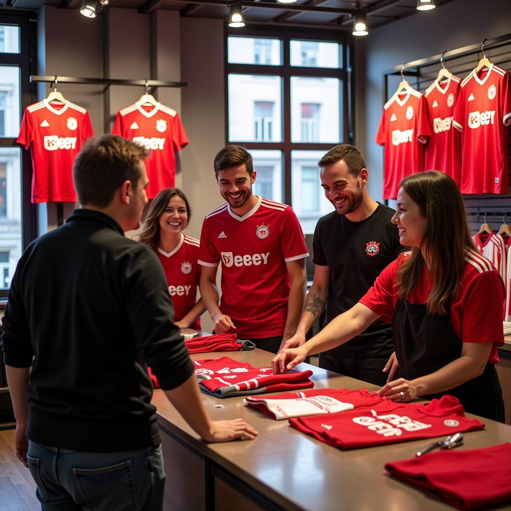 Fans im Fanshop von Bayer 04 Leverkusen