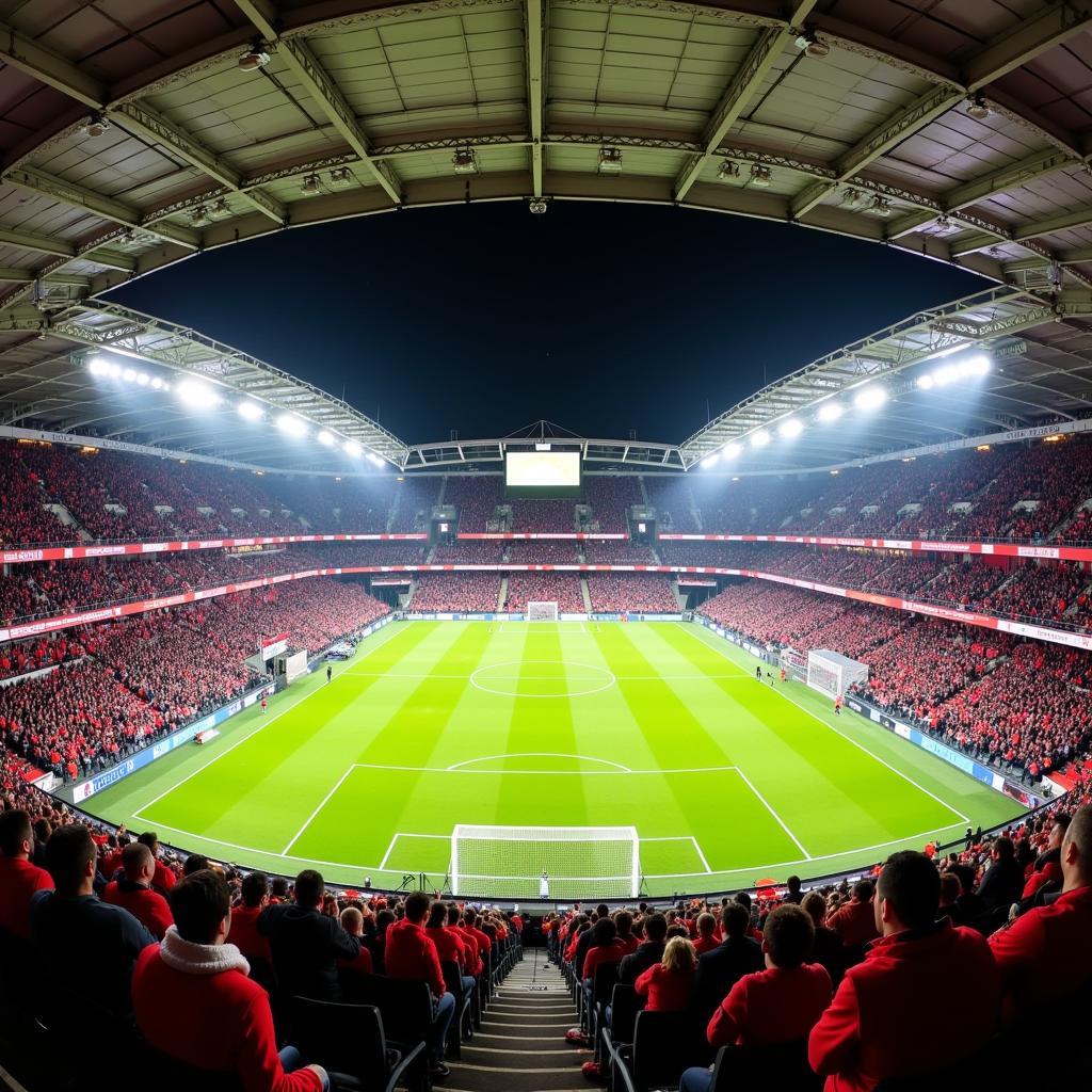 Fans im Stadion Bayer Leverkusen