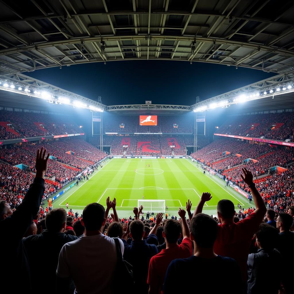 Fans im Stadion bei Atalanta Leverkusen Spiel