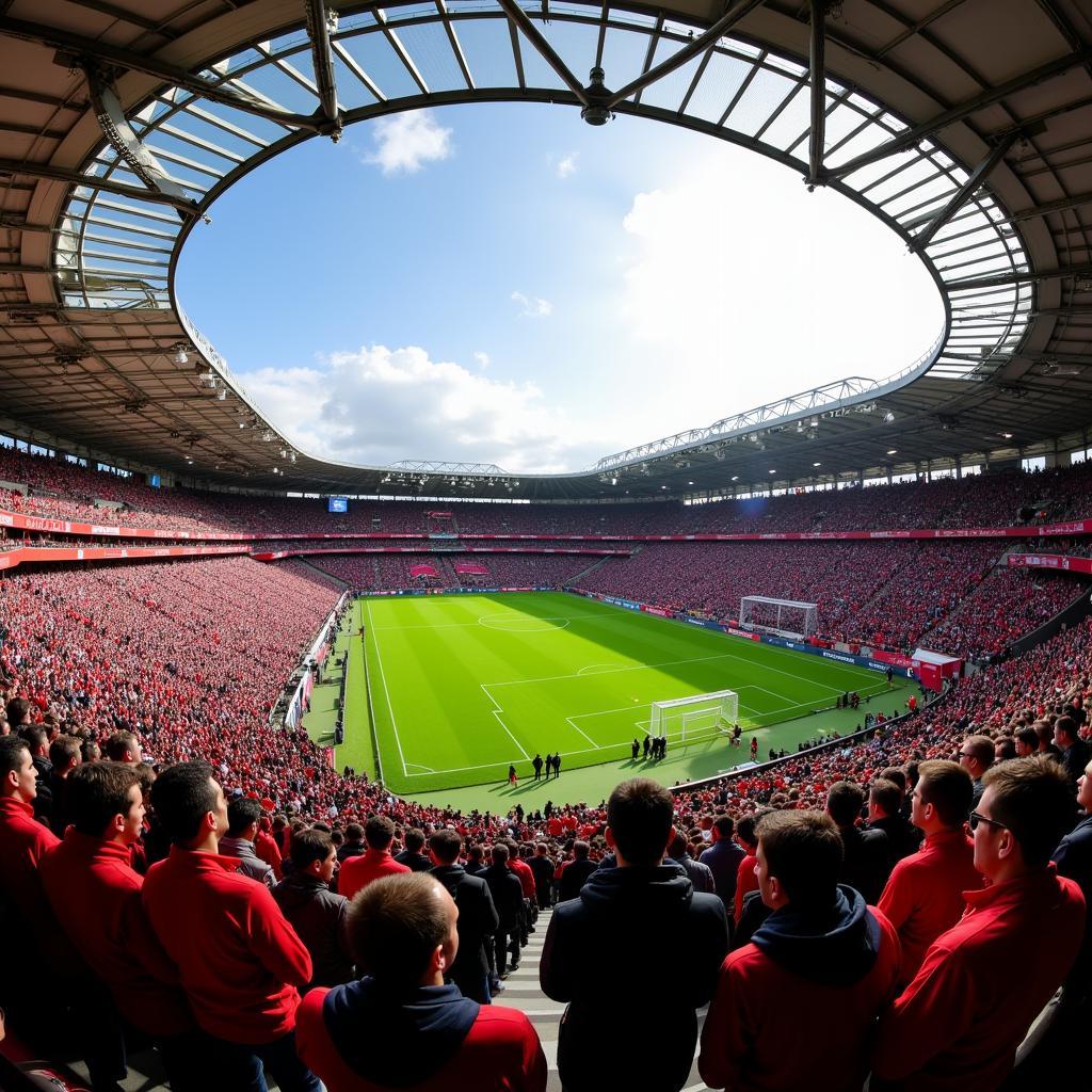 Fans im Stadion bei Bayer Leverkusen gegen RB Leipzig