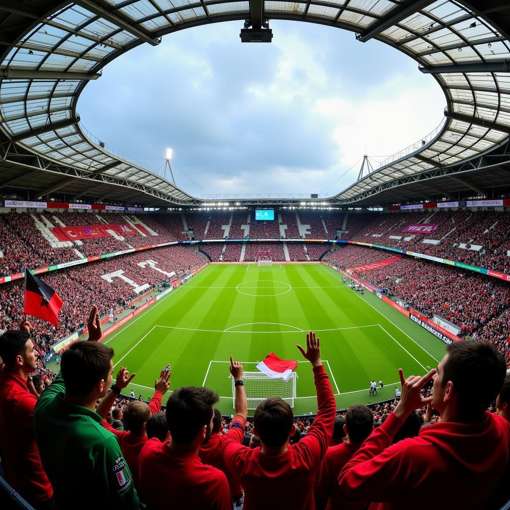 Fans im Stadion bei Bremen Leverkusen Spiel