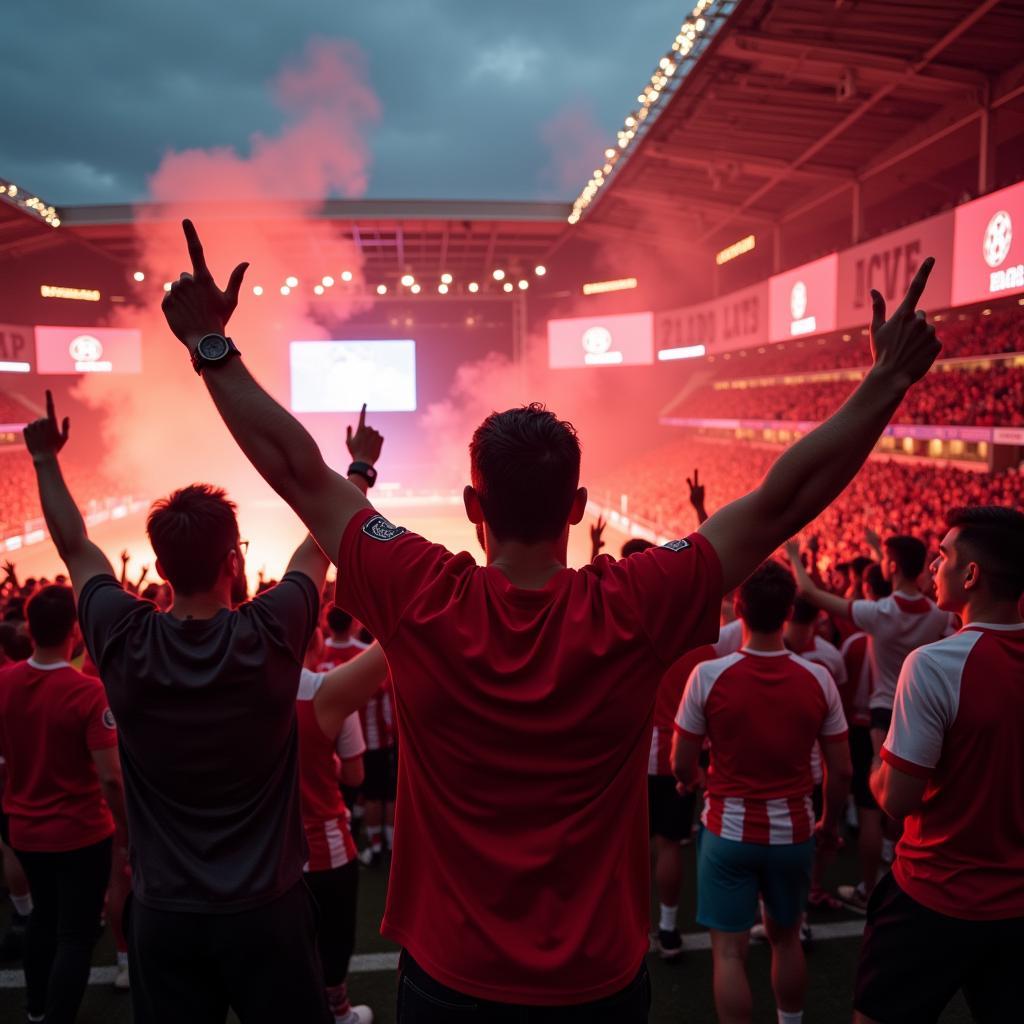 Fans feiern im Stadion