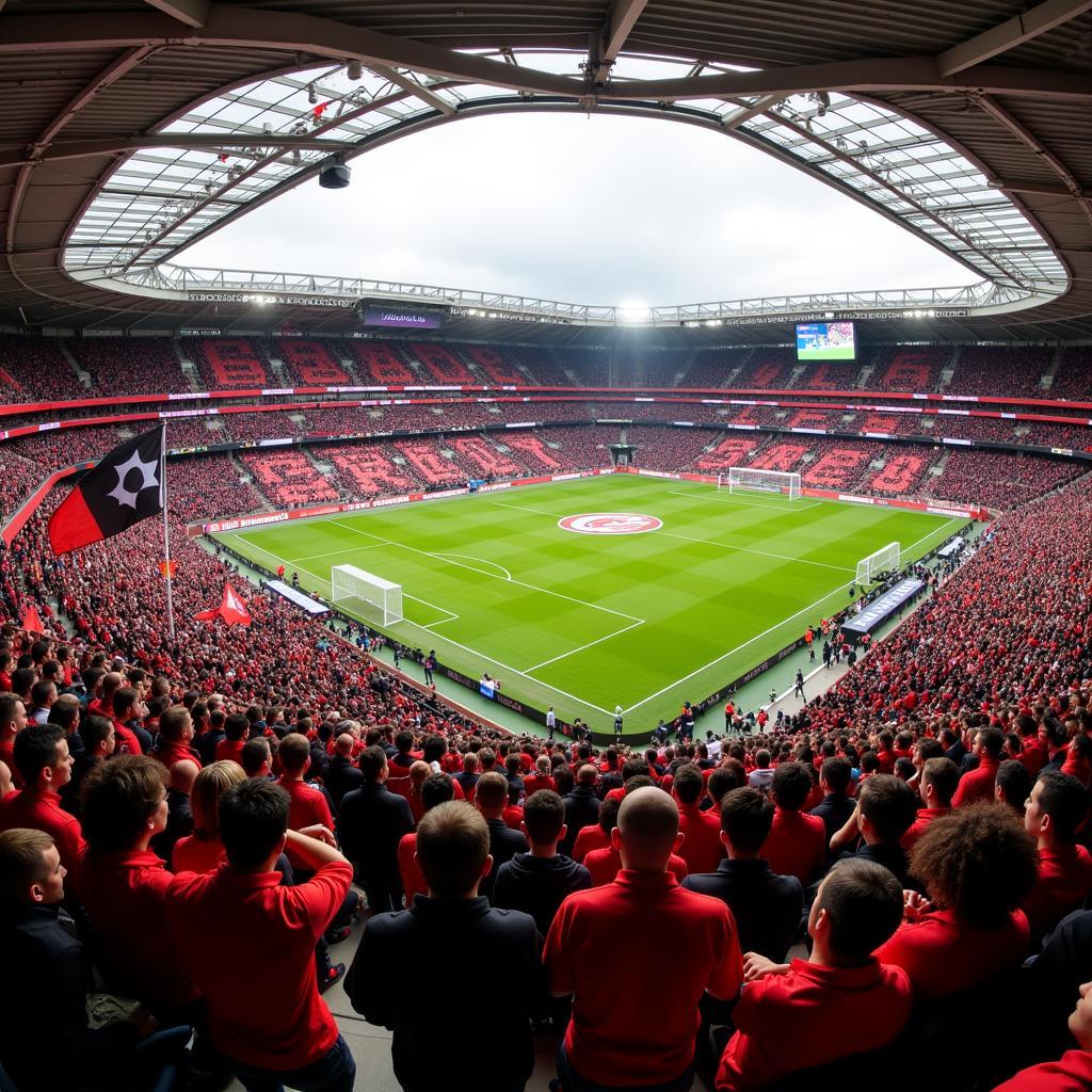 Fans im Stadion Leverkusen