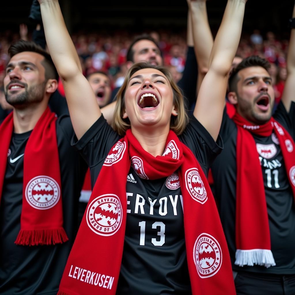 Fans von Bayer 04 Leverkusen im Stadion