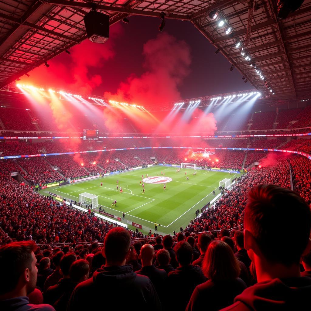 Fans in der BayArena am Frankenberg 9