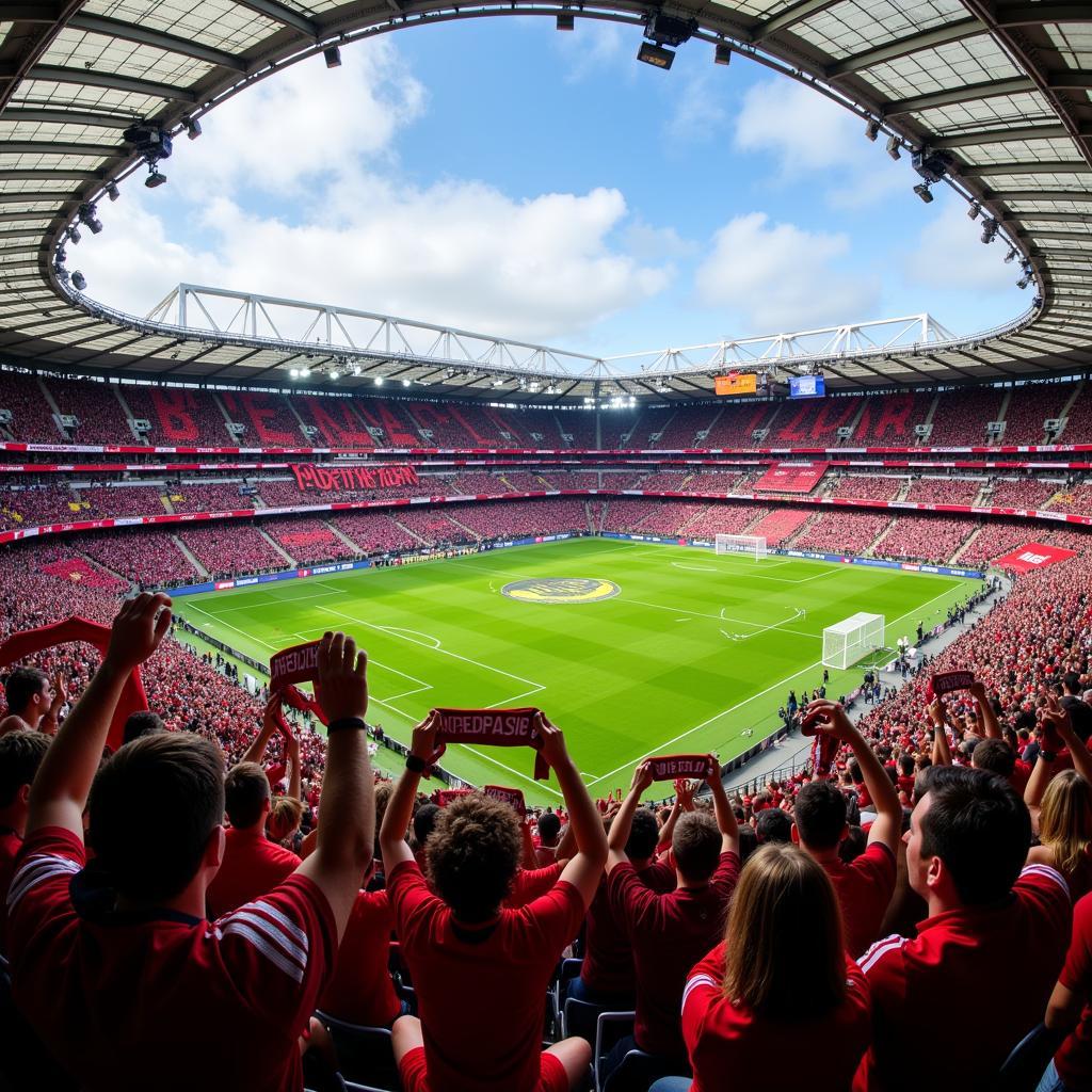 Die Fans von Bayer Leverkusen sorgen für eine beeindruckende Atmosphäre in der BayArena.