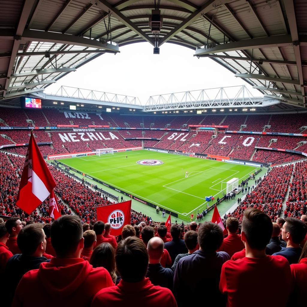 Fans in der BayArena feuern Bayer 04 Leverkusen an