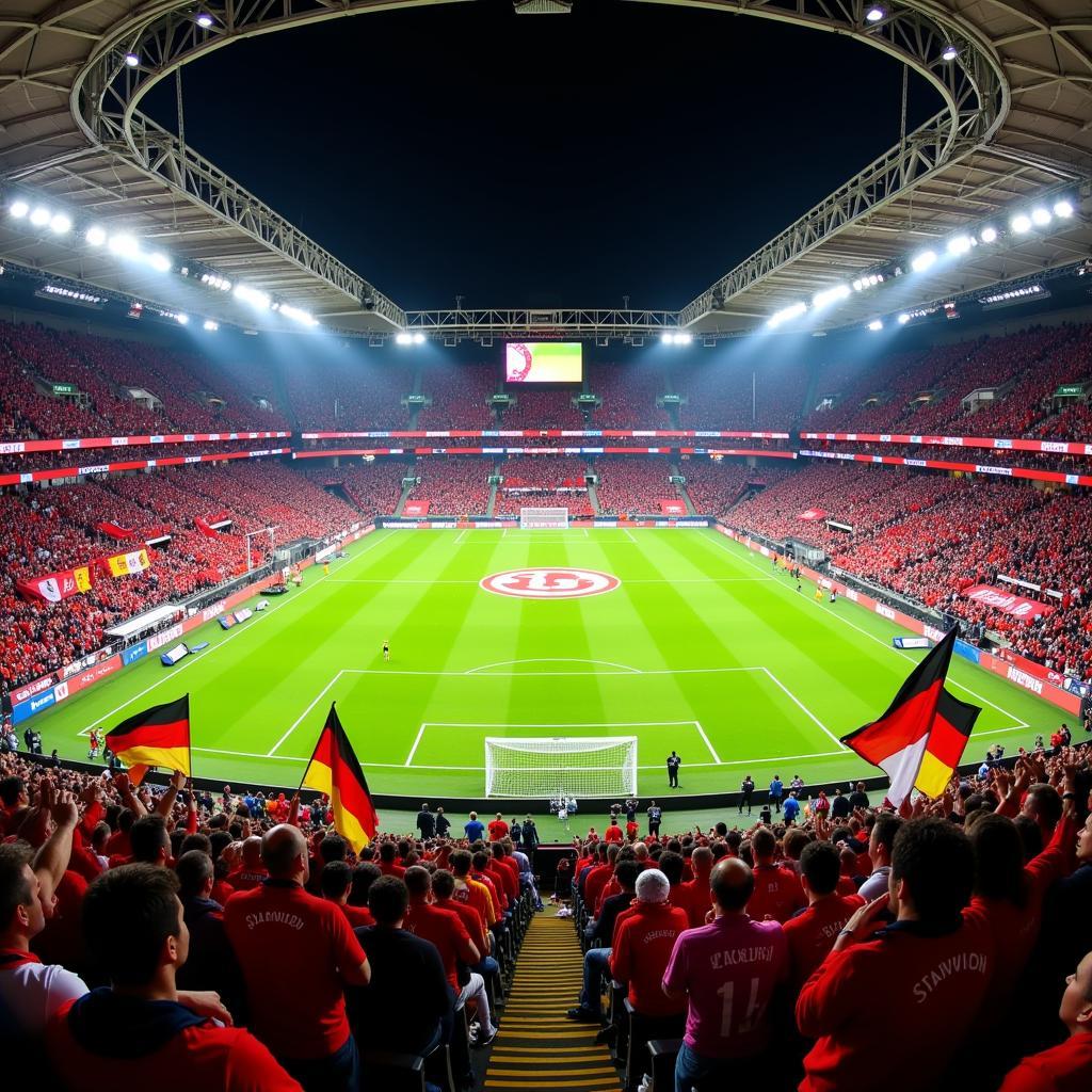 Die elektrisierende Atmosphäre in der BayArena bei einem Spiel von Bayer 04 Leverkusen