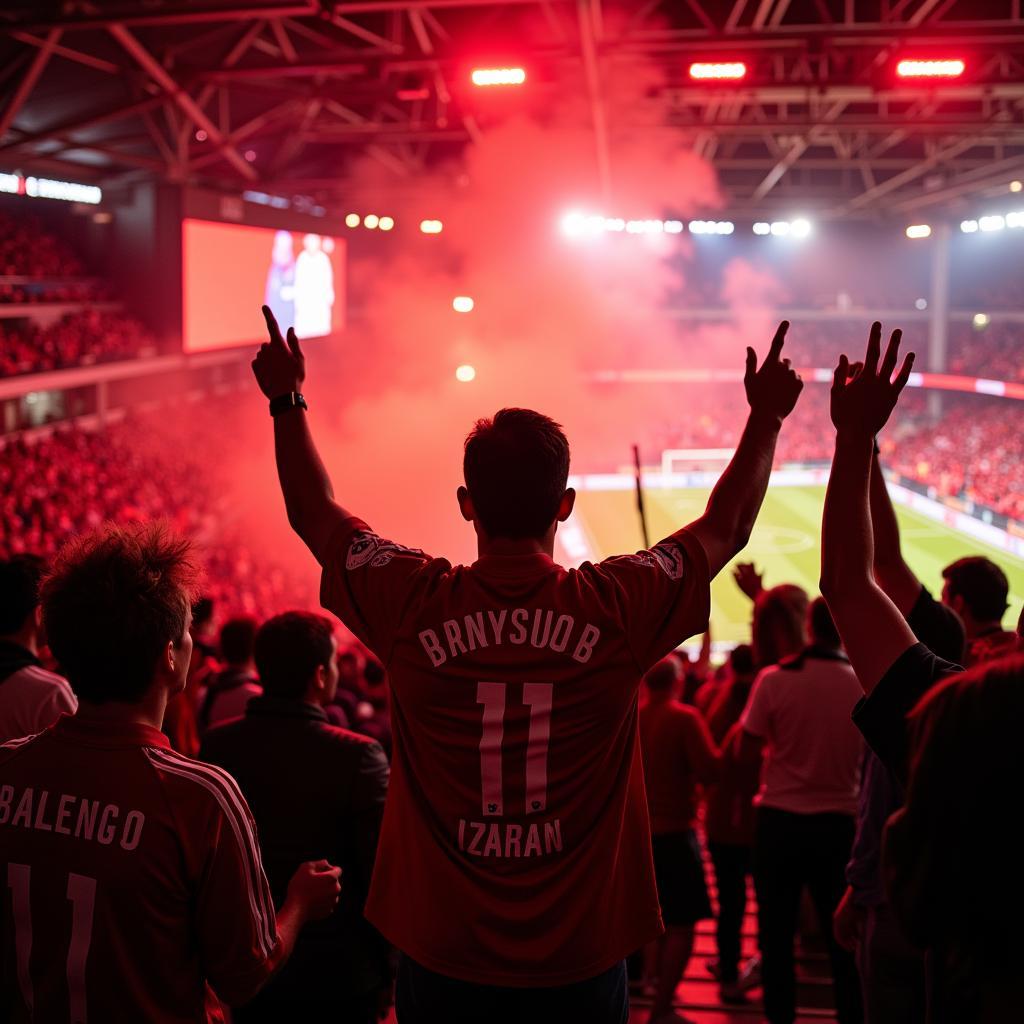 Die leidenschaftlichen Fans von Bayer Leverkusen feuern ihre Mannschaft in der BayArena an