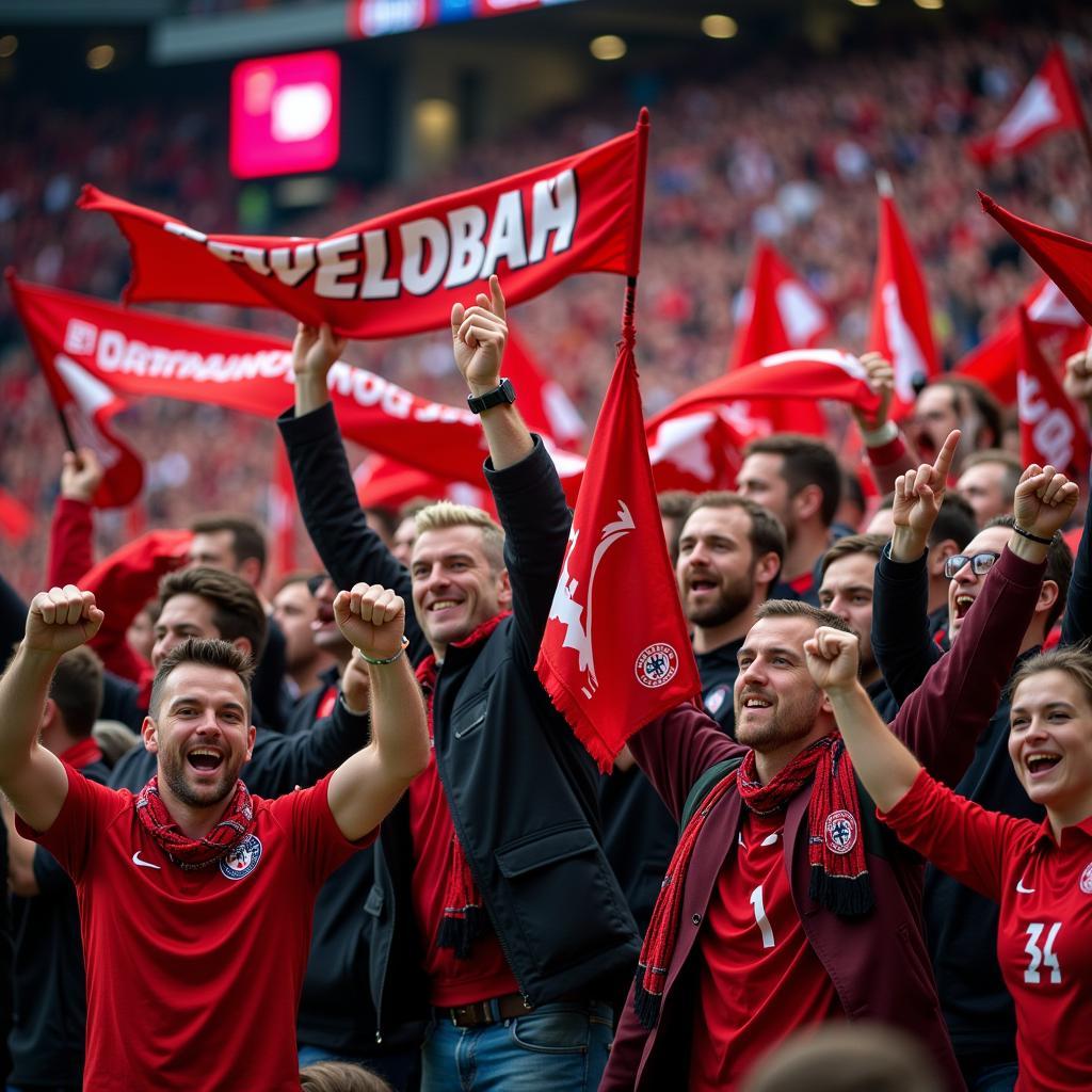 Fans in der Nordkurve der BayArena