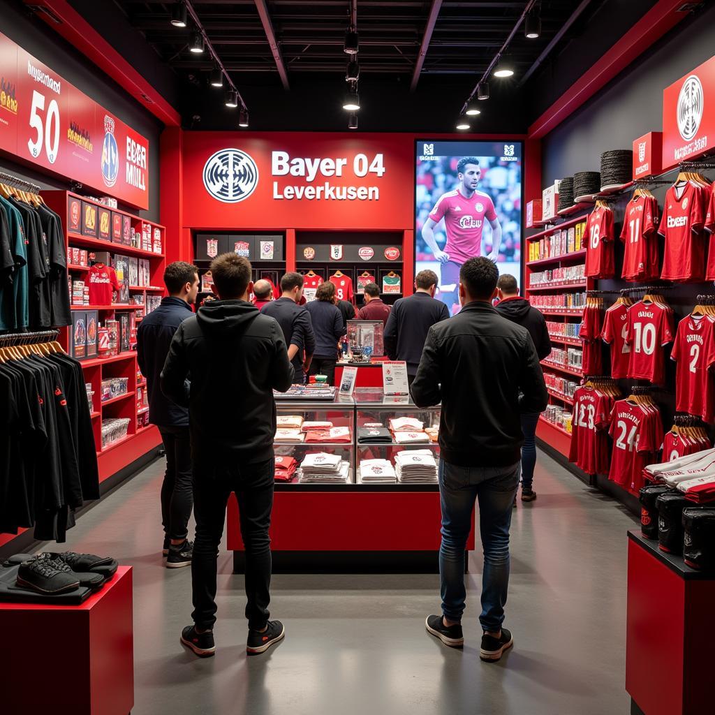 Fans kaufen im Bayer 04 Fanshop ein