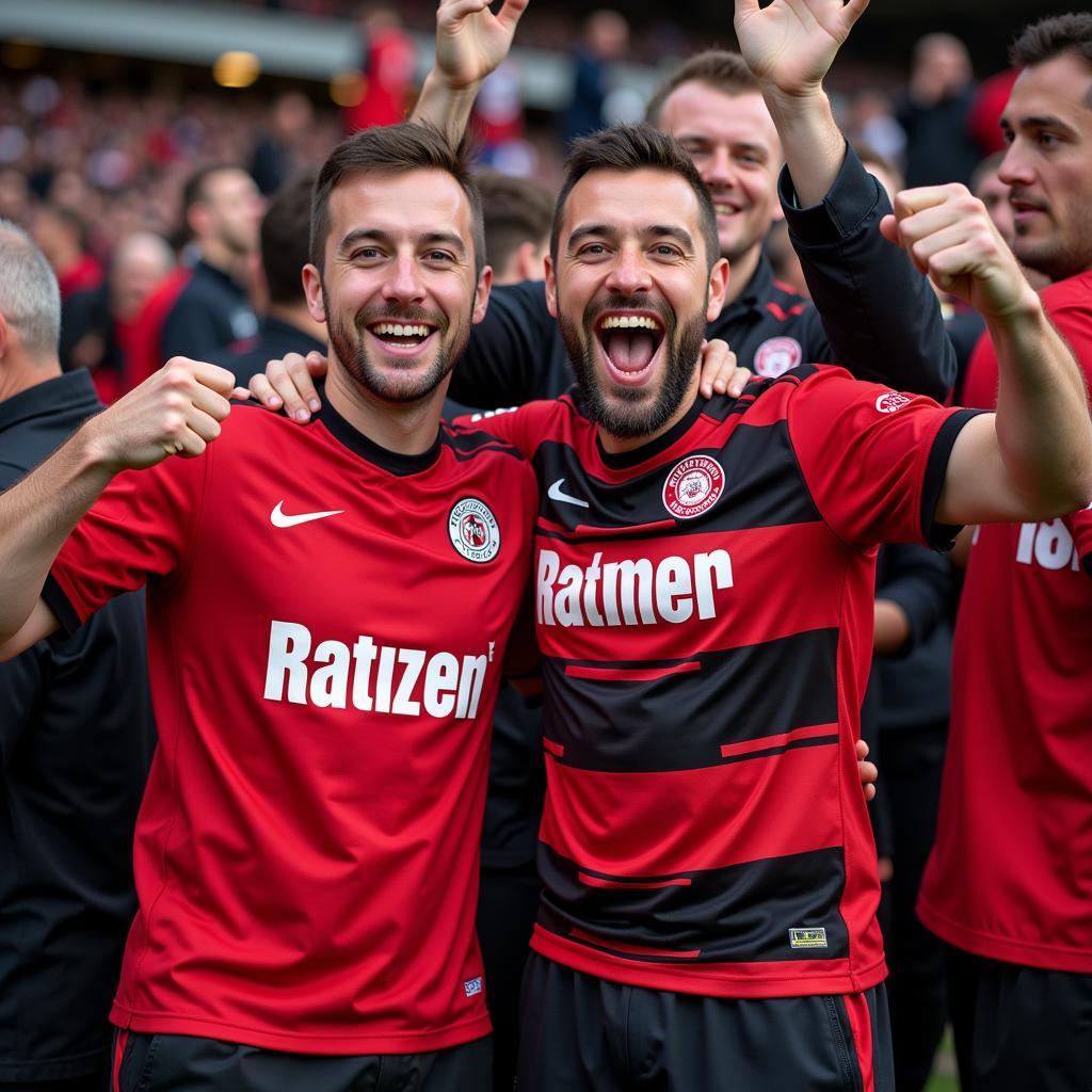 Fans von Leverkusen und Aachen feiern gemeinsam