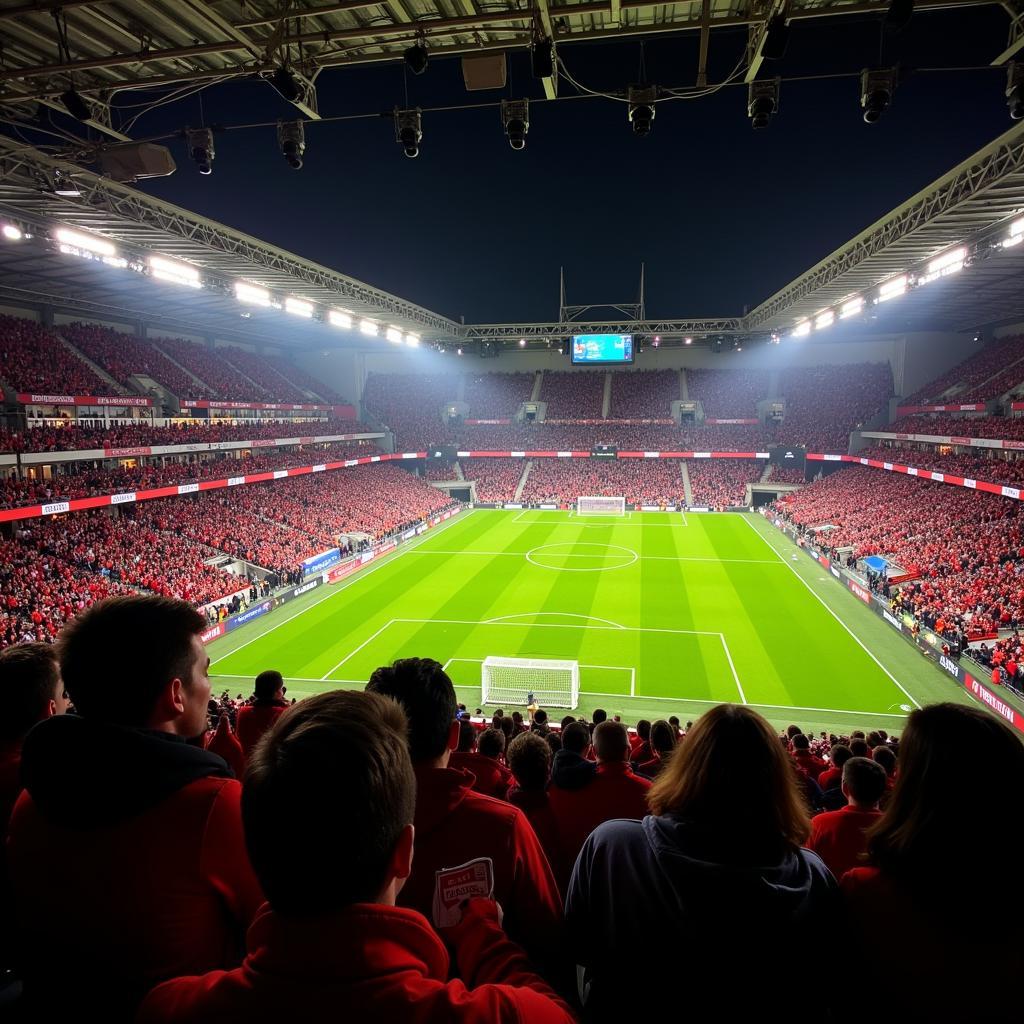 Fans von Leverkusen und Düsseldorf im Stadion