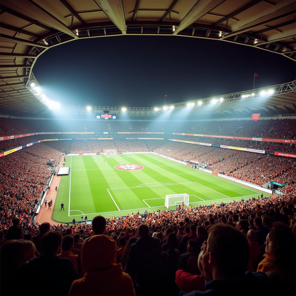 Fans von Bayer Leverkusen und 1. FC Köln im Jahr 1983