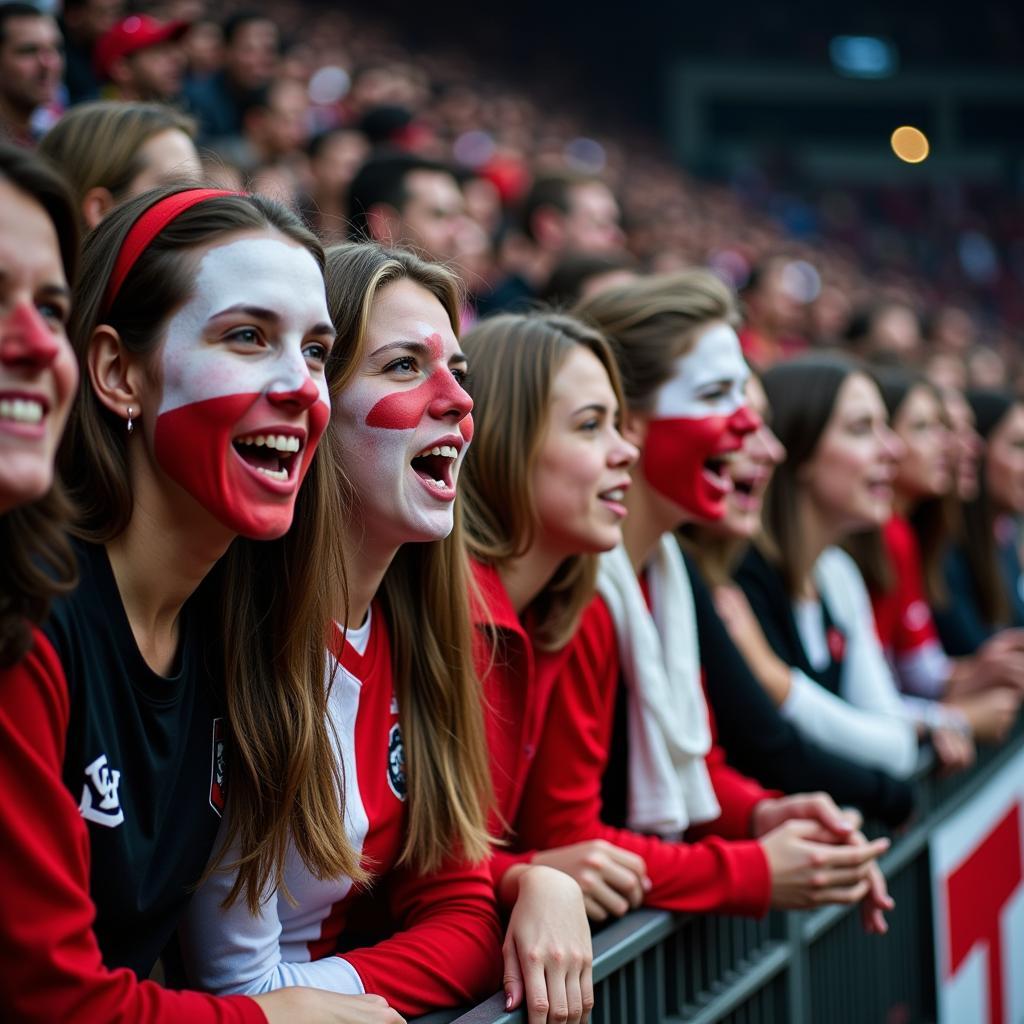 Fans von Bayer 04 Leverkusen und 1. FC Köln beim Aufeinandertreffen