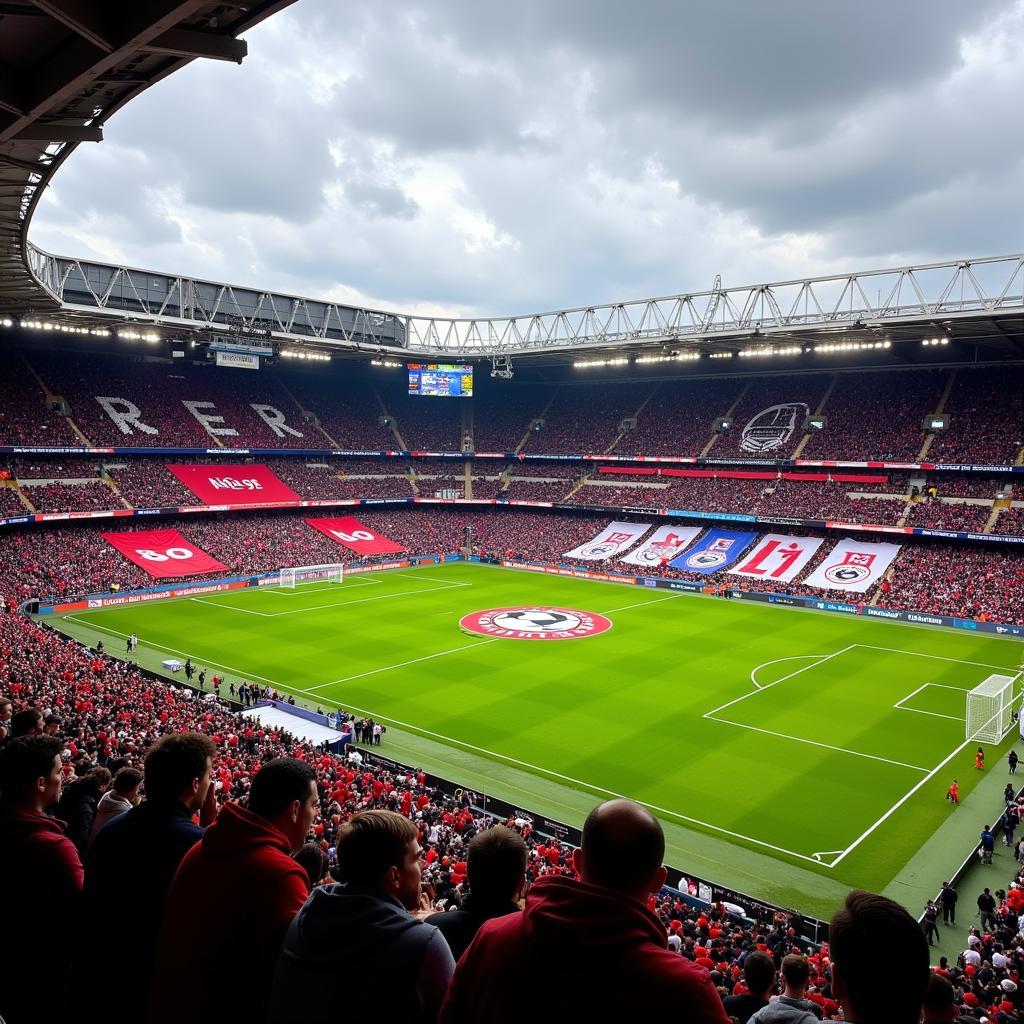 Fans von Leverkusen und Leipzig im Stadion