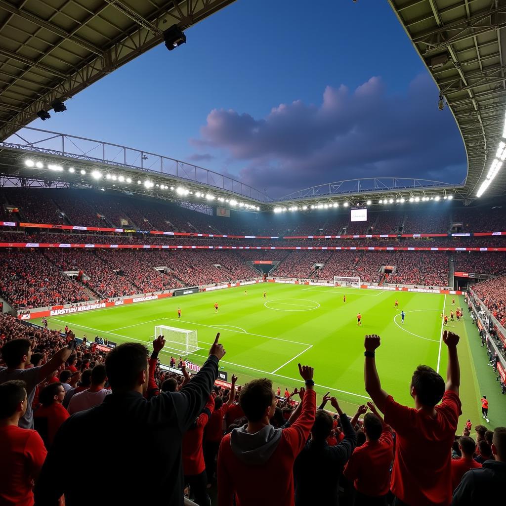 Fans von Bayer Leverkusen im Stadion