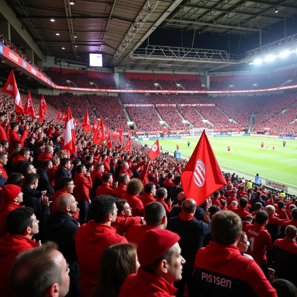 Fans von Bayer Leverkusen im Stadion