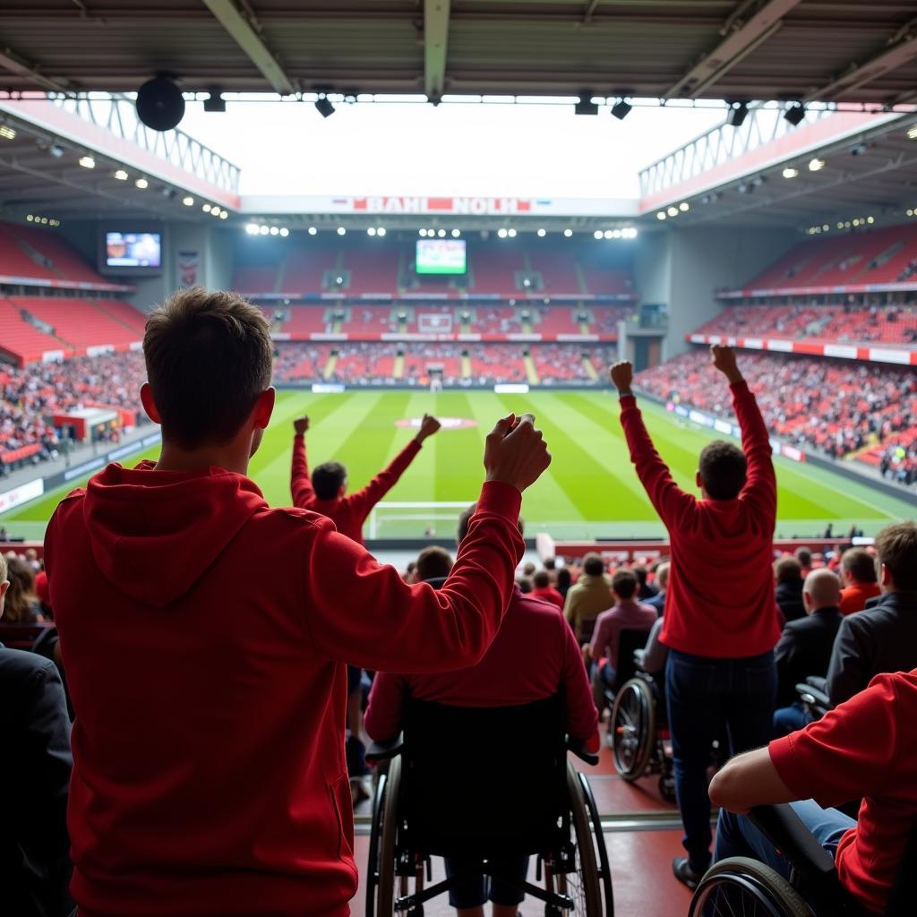 Fans mit Behinderung feuern Bayer Leverkusen in der BayArena an