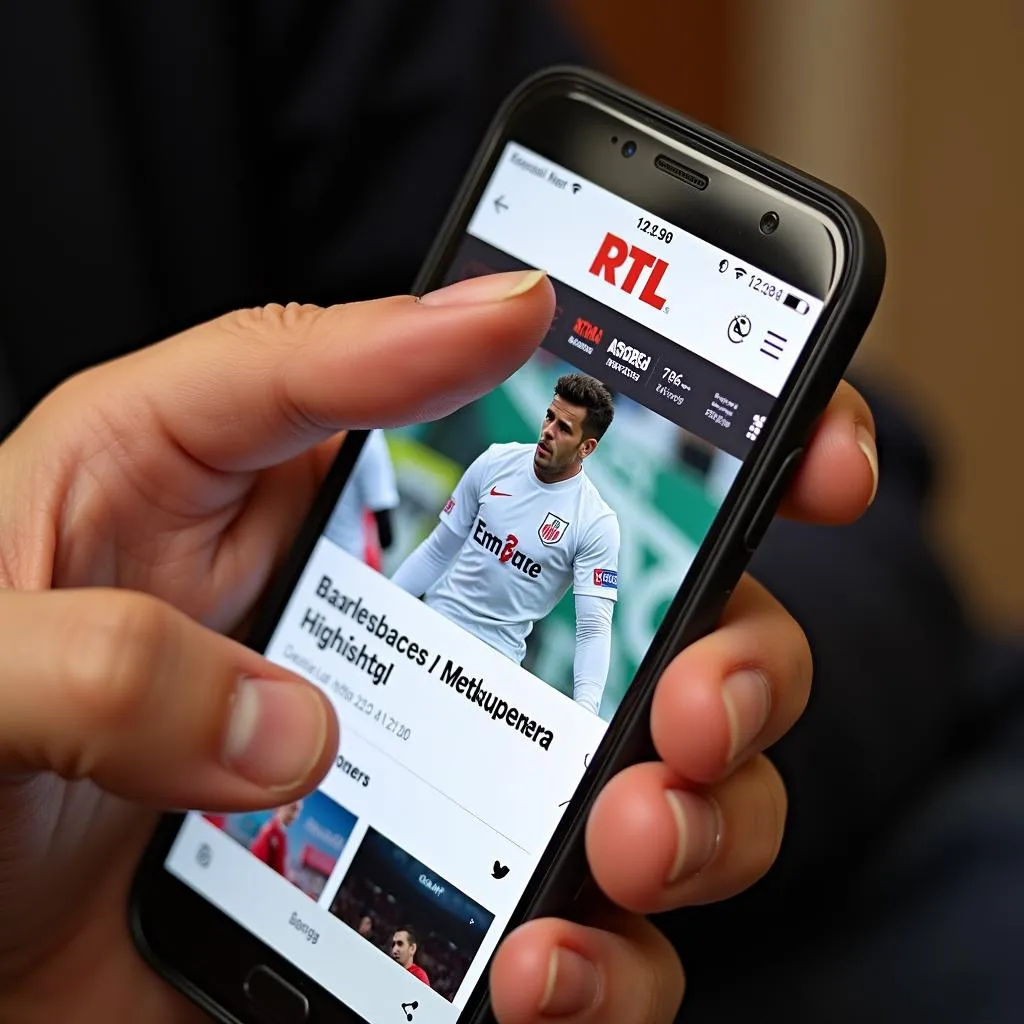 Fans verfolgen die Highlights von RTL Leverkusen auf dem Smartphone