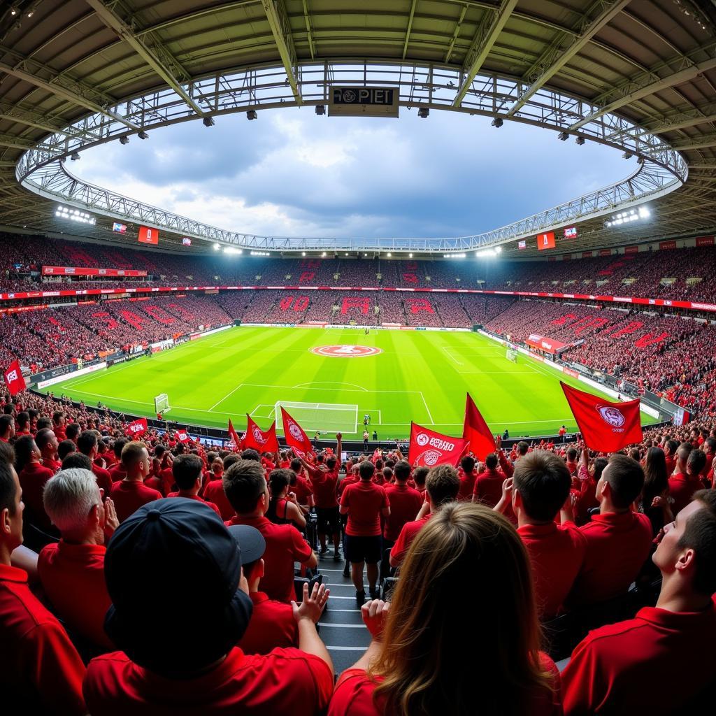 Fans im Stadion Bayer Leverkusen München