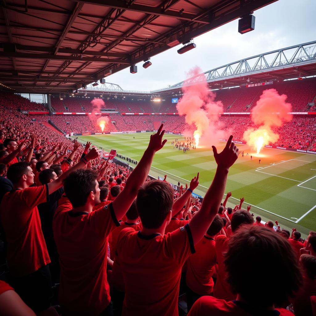 Jubelnde Fans im Stadion