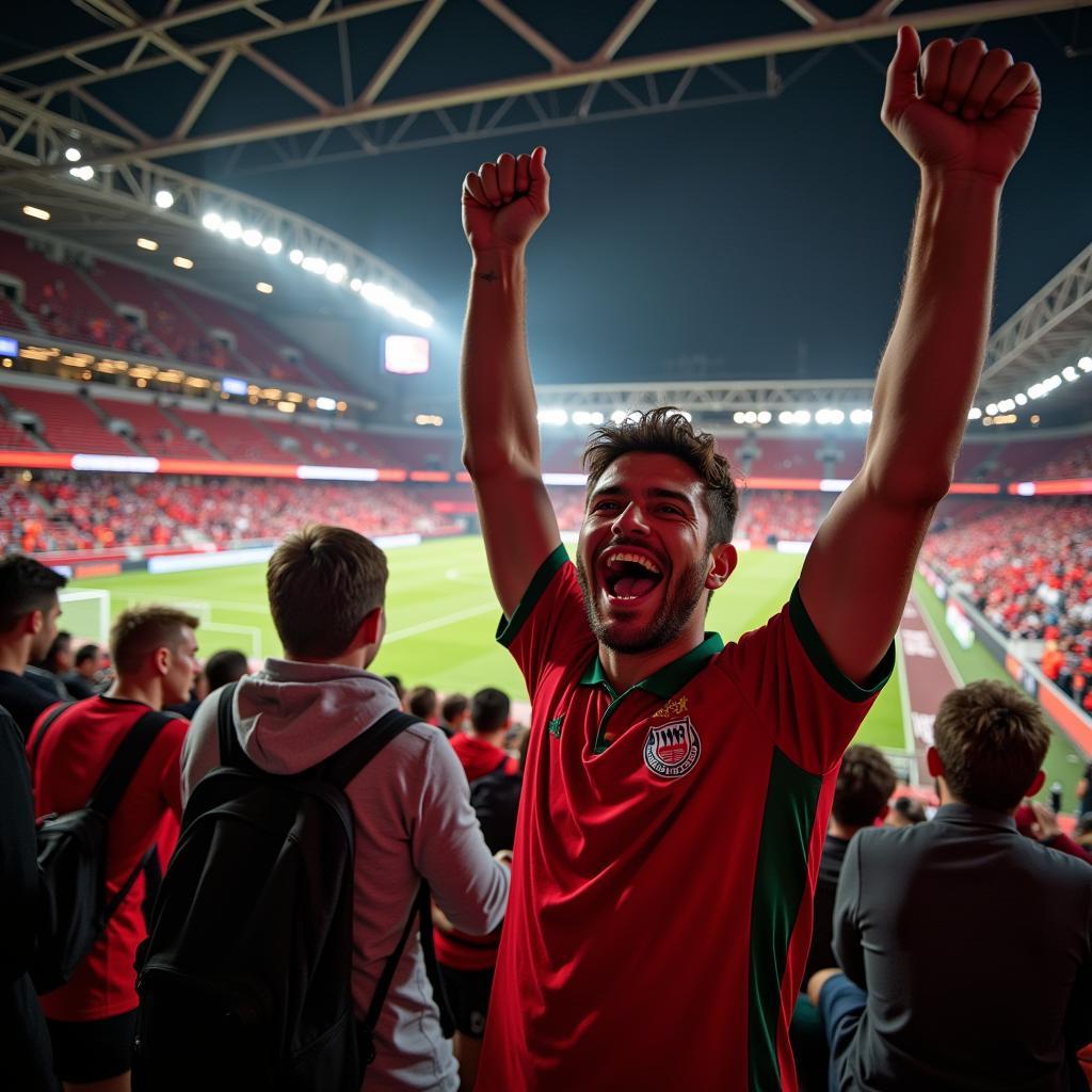 Euphorische Fans der Werkself in der BayArena