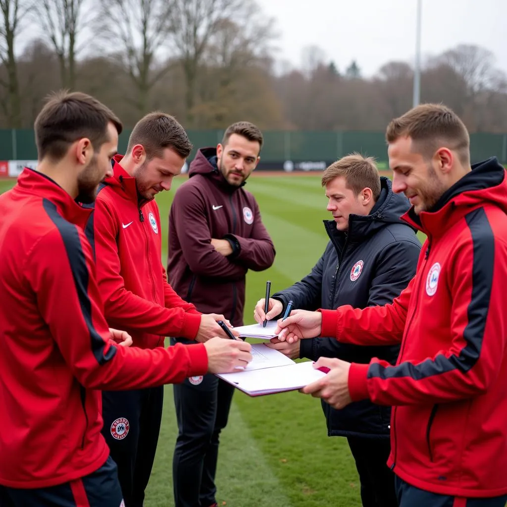 Autogrammstunde mit Spielern an der Dingbank