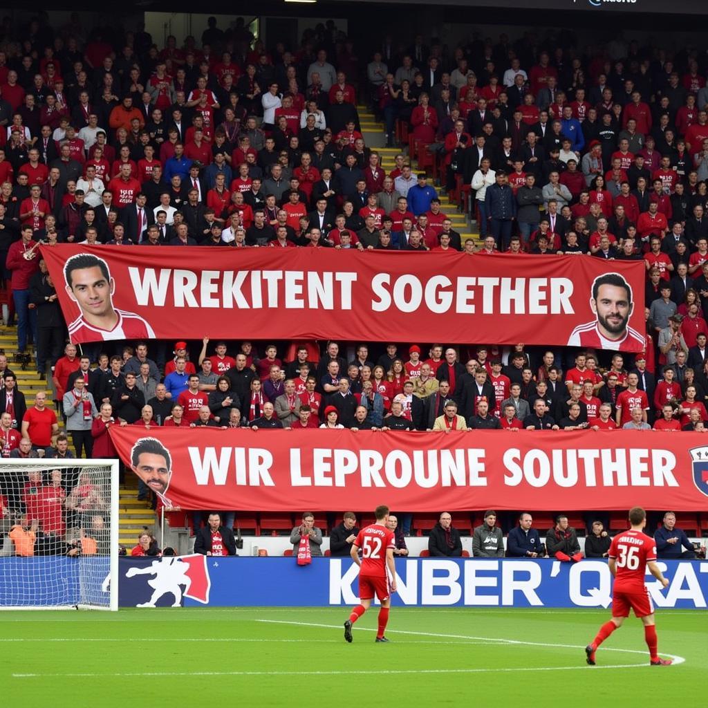 Fans unterstützen Bayer Leverkusen während der Corona-Pandemie