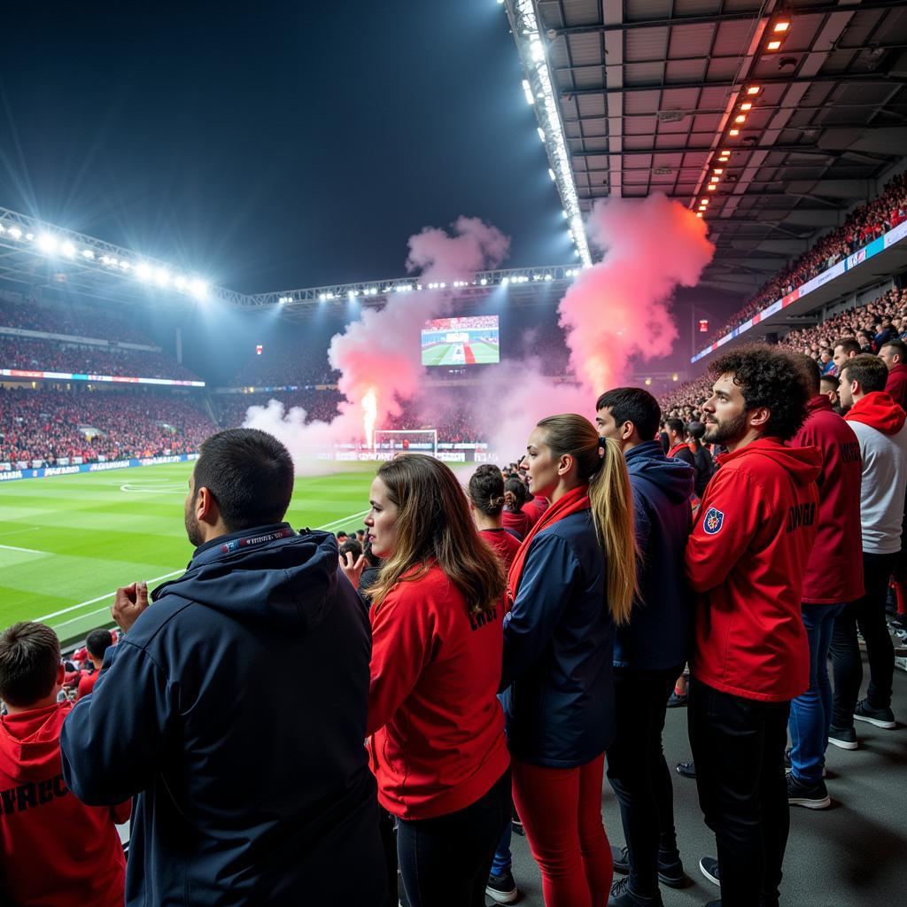 Fans von Atalanta Bergamo und Bayer 04 Leverkusen im Stadion