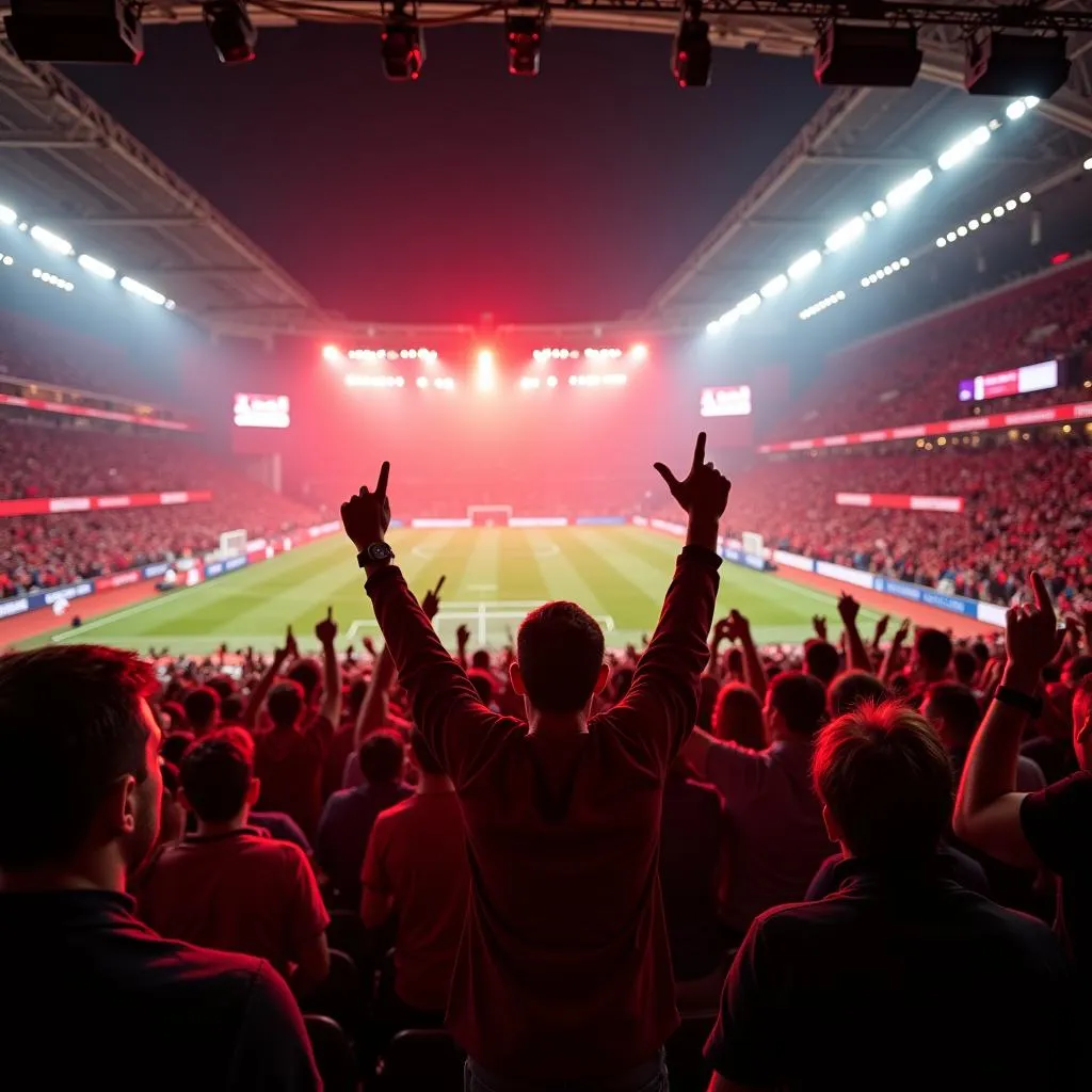 Fans von Bayer 04 Leverkusen im Stadion