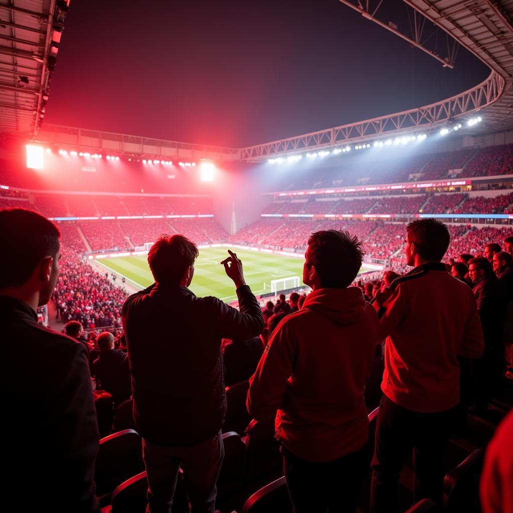 Fans von Bayer 04 Leverkusen im Stadion