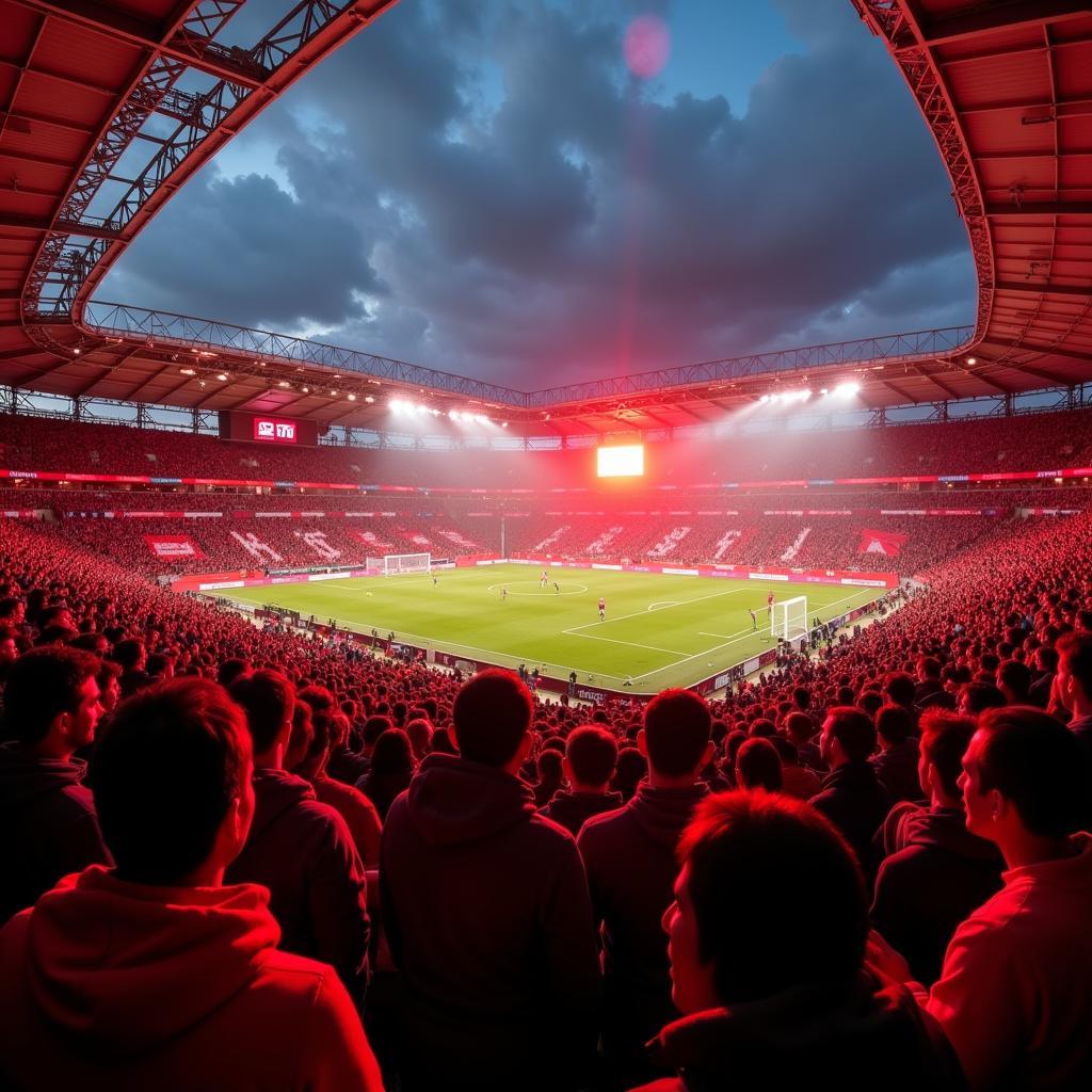 Fans von Bayer 04 Leverkusen im Stadion