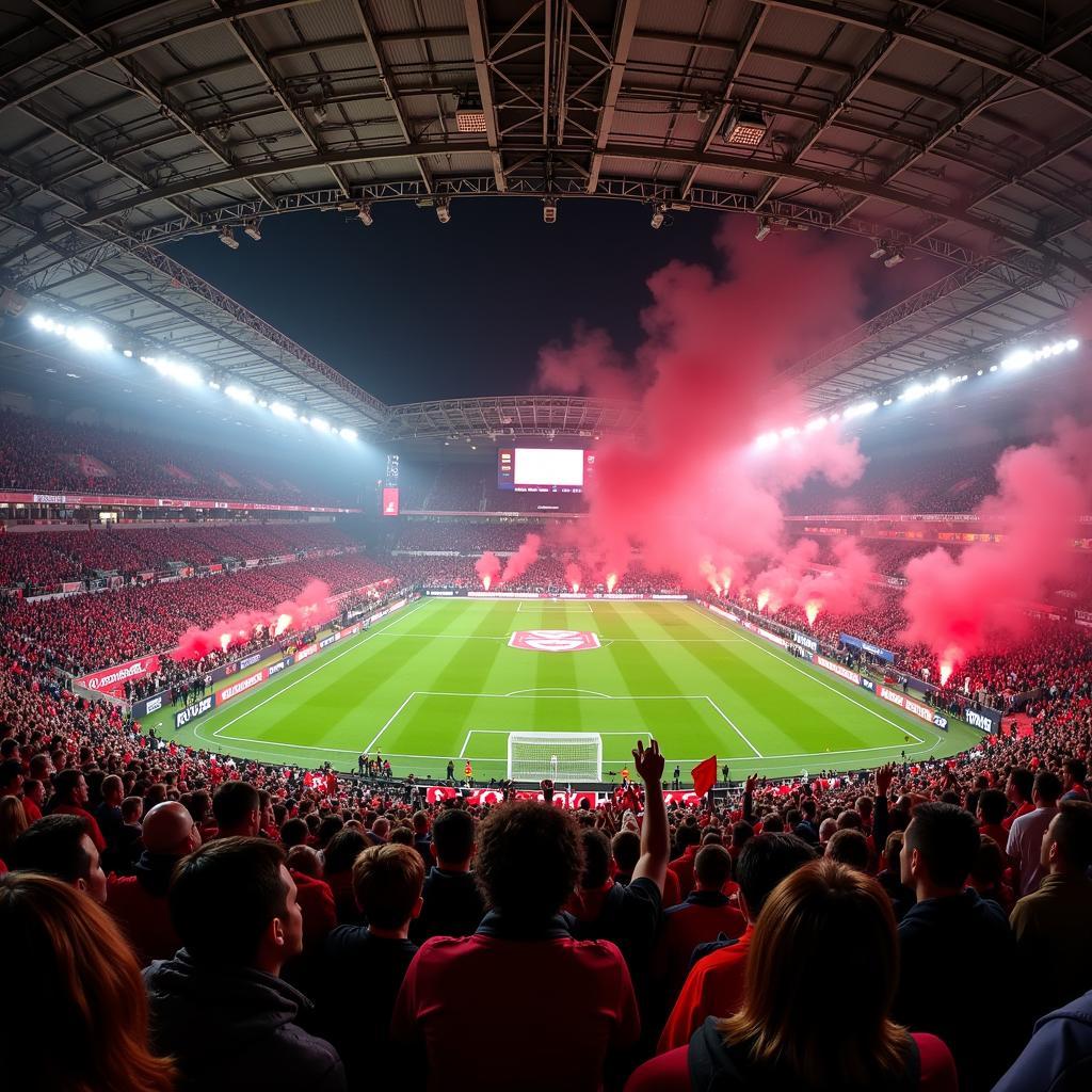 Fans von Bayer 04 Leverkusen und RB Leipzig