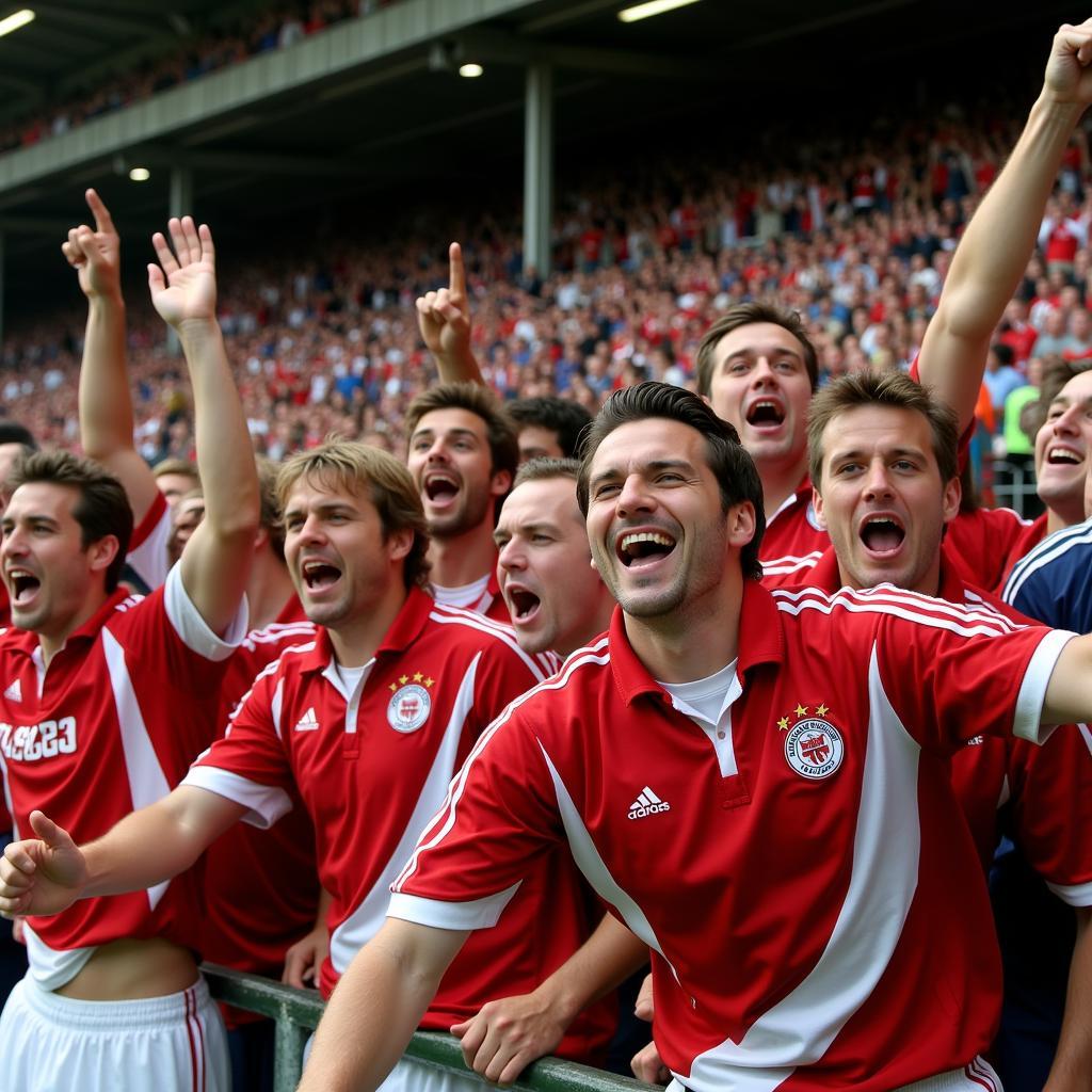 Fans von Bayer Leverkusen feiern in der Saison 2006/07