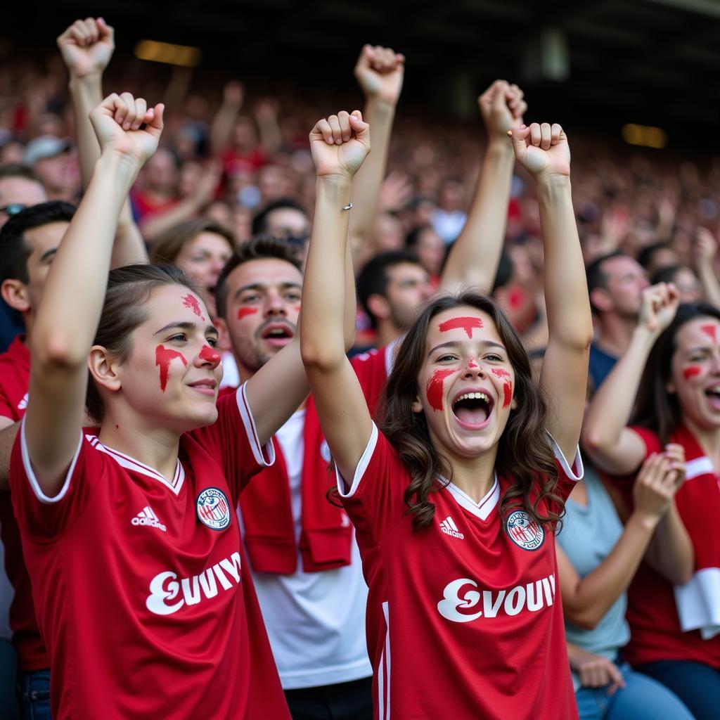 Fans von Bayer Leverkusen feiern