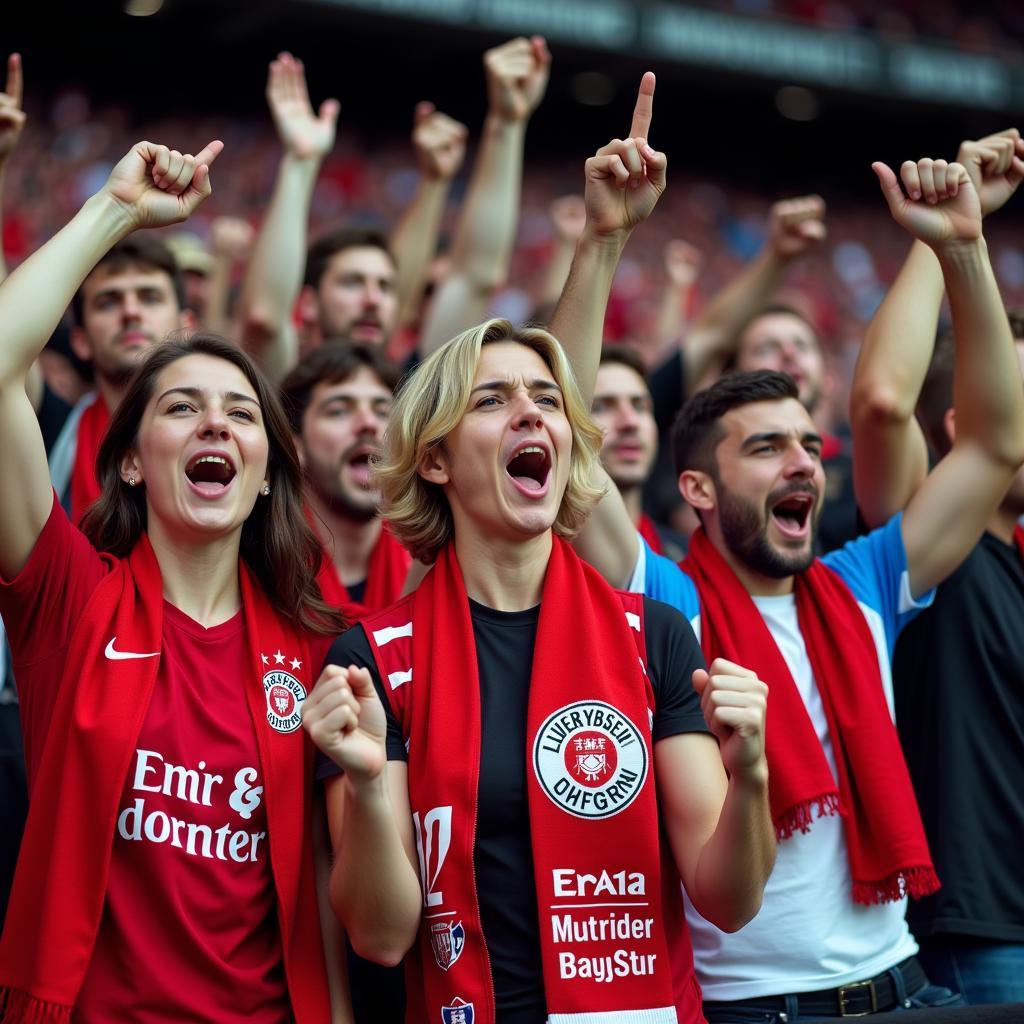 Fans von Bayer Leverkusen im Stadion