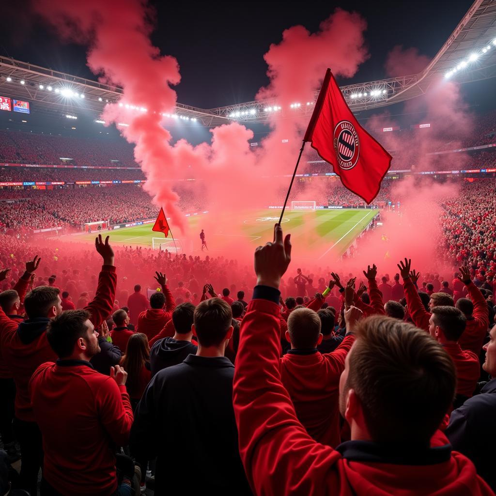 Fans von Bayer Leverkusen im Stadion