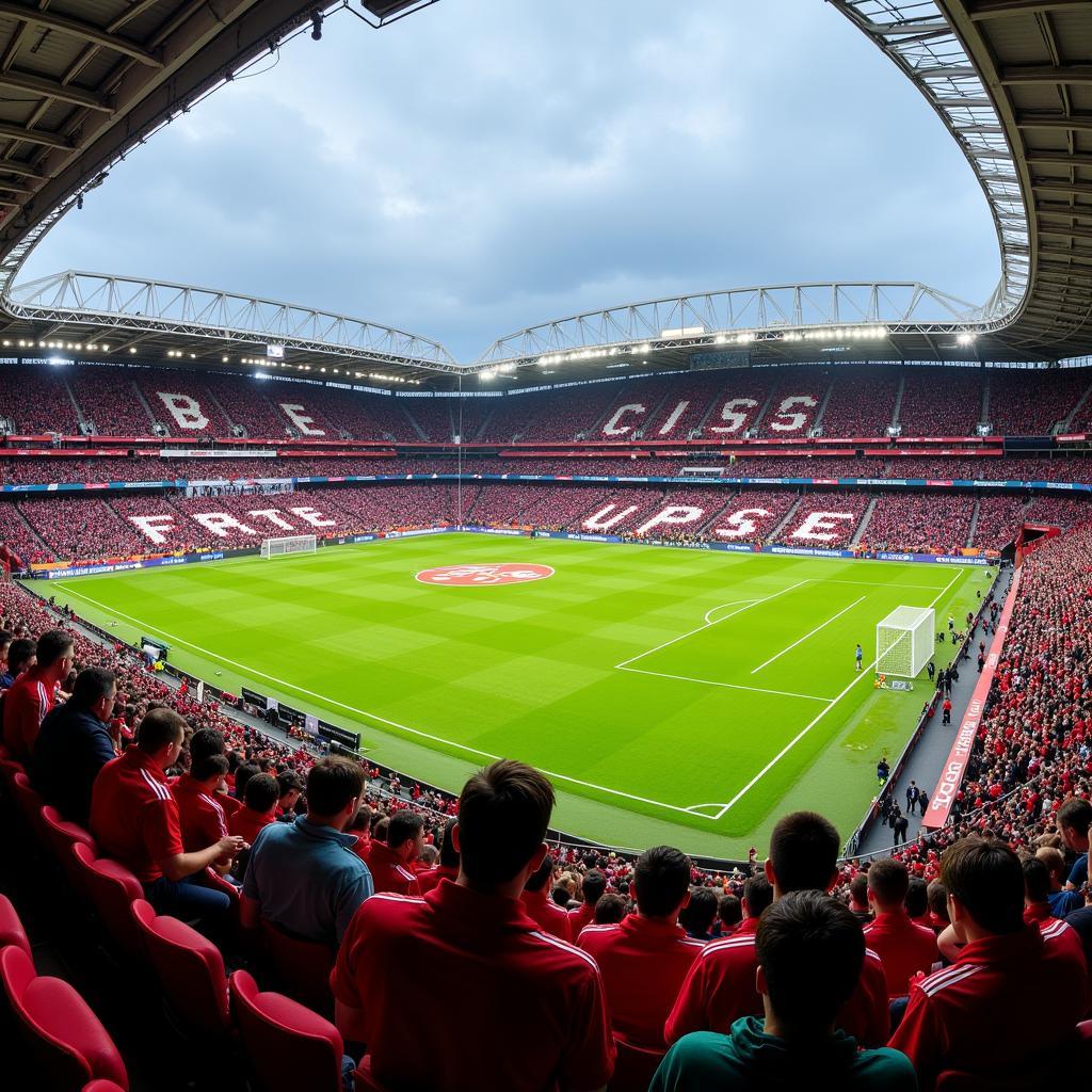 Fans von Bayer Leverkusen und Hoffenheim im Stadion