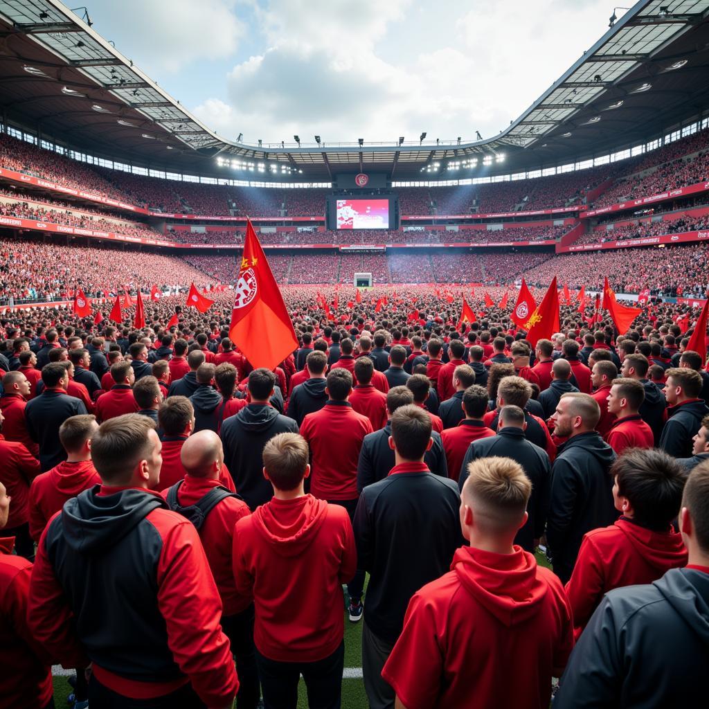 Rivalisierende Fangemeinden von Bayer Leverkusen und 1. FC Köln