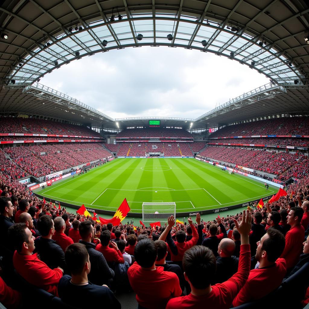 Fans von Bayer Leverkusen und VfL Bochum im Stadion