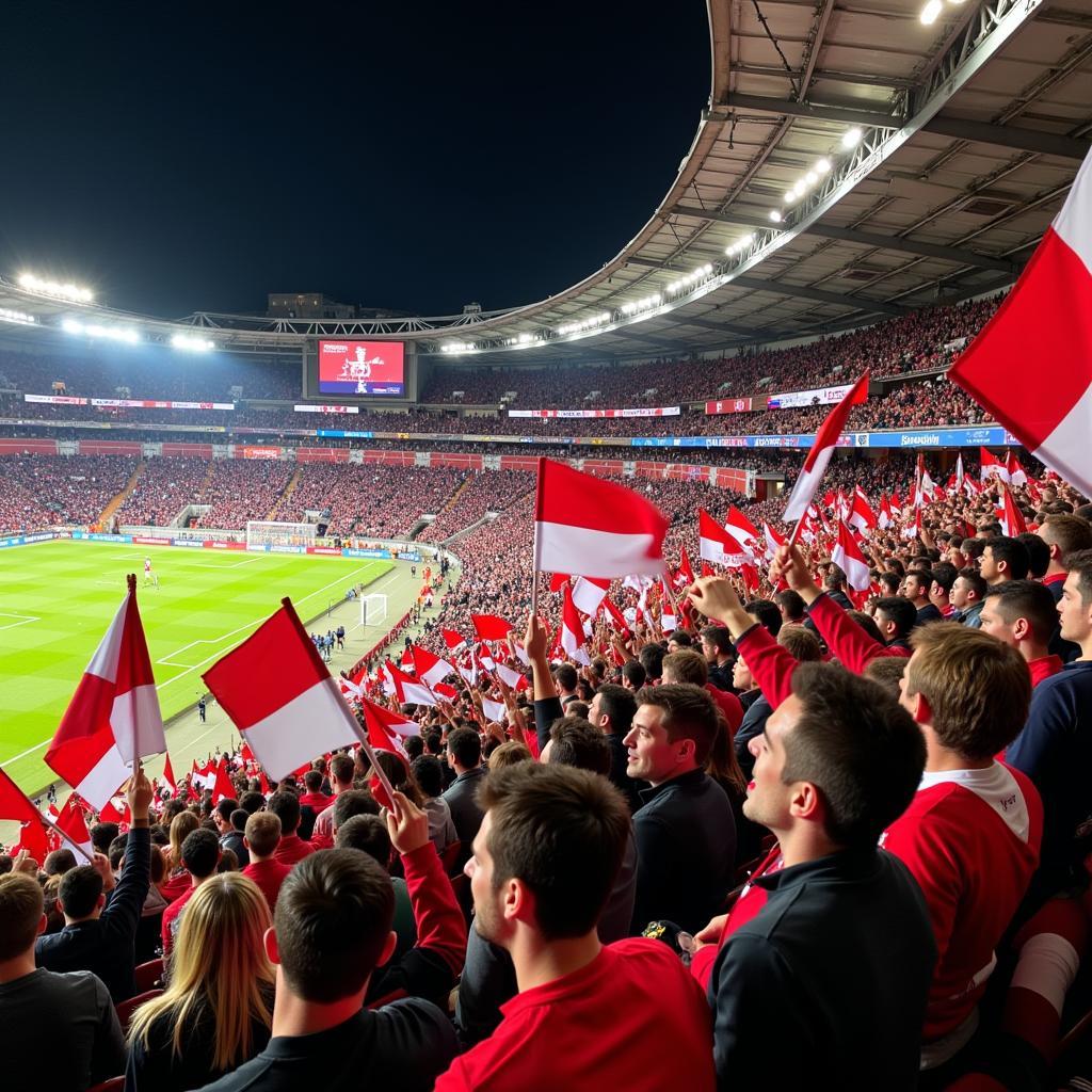 Fans von Heidenheim und Leverkusen auf der Tribüne