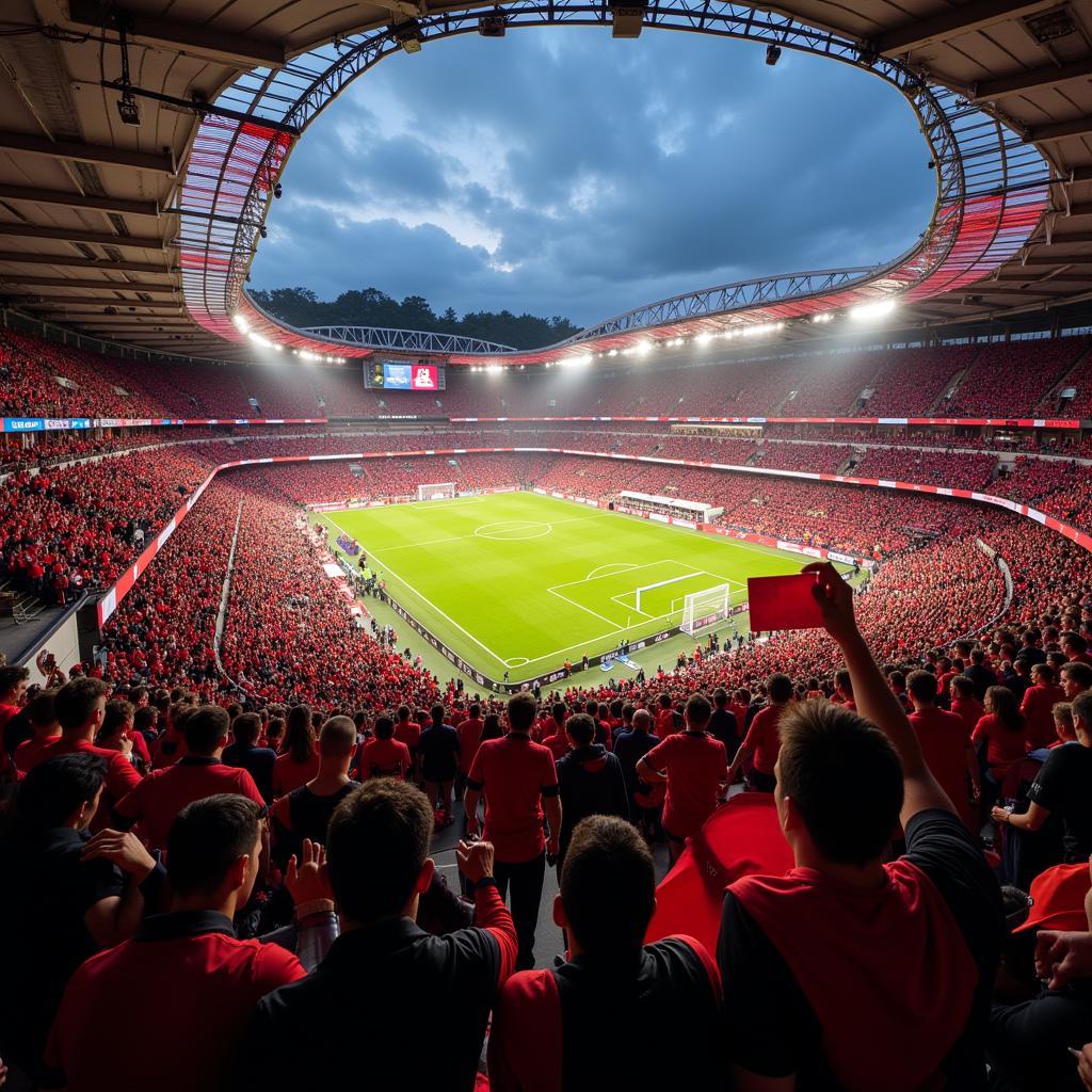 Fans von Leverkusen und Atalanta im Stadion