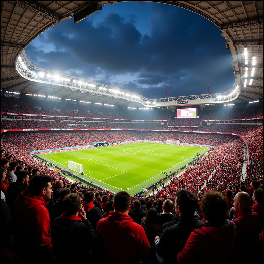 Fans von Leverkusen und Augsburg im Stadion