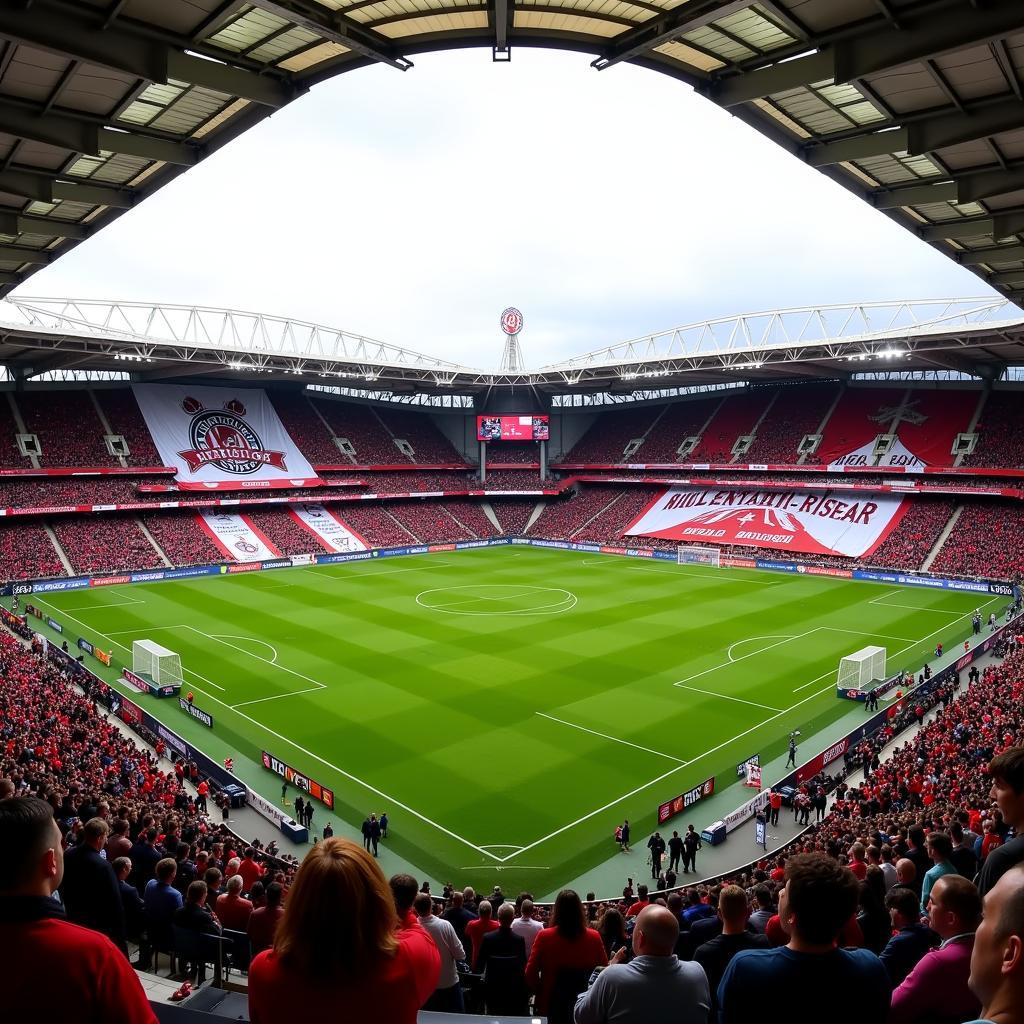 Fans von Leverkusen und Brügge im Stadion