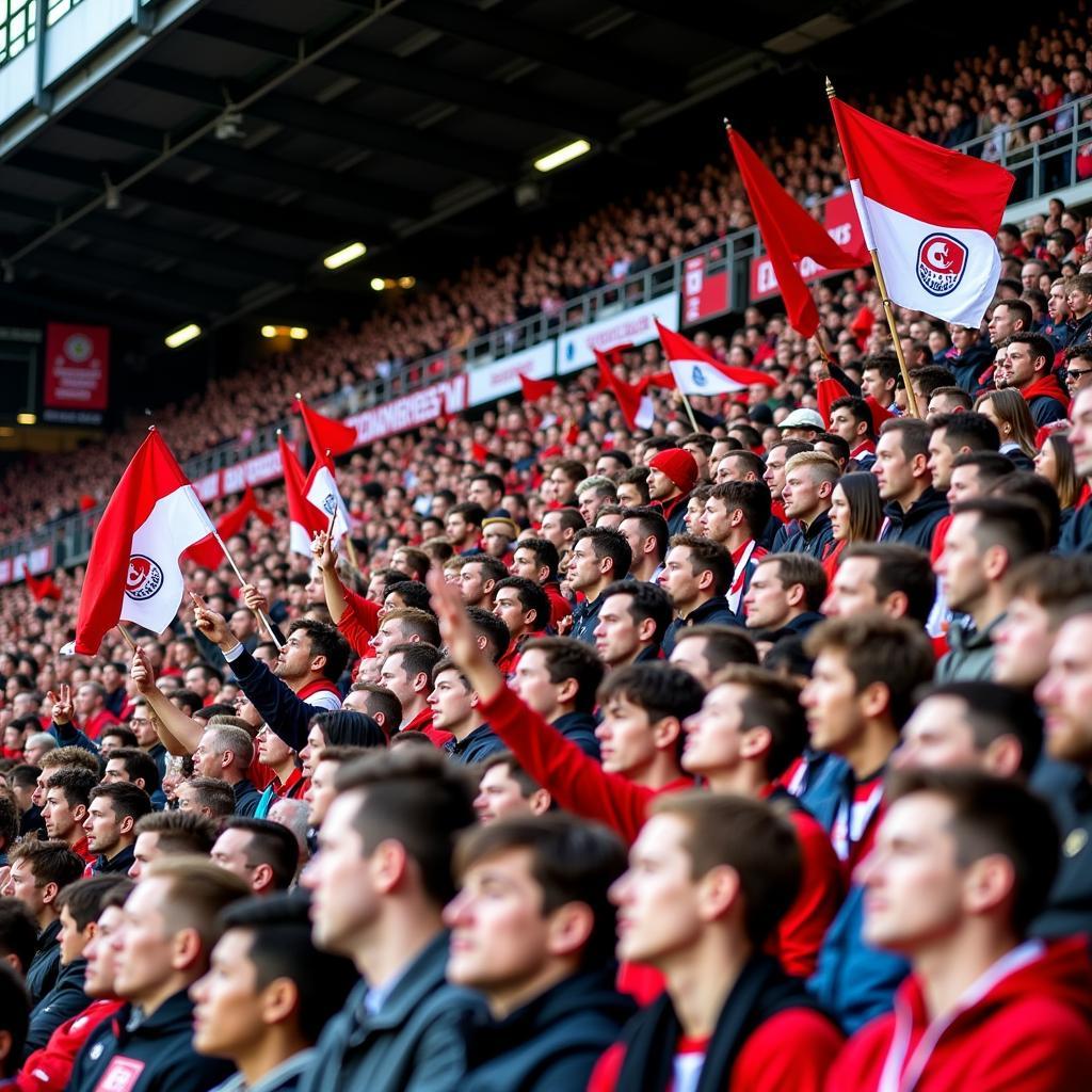 Fans von Leverkusen und Leipzig im Stadion