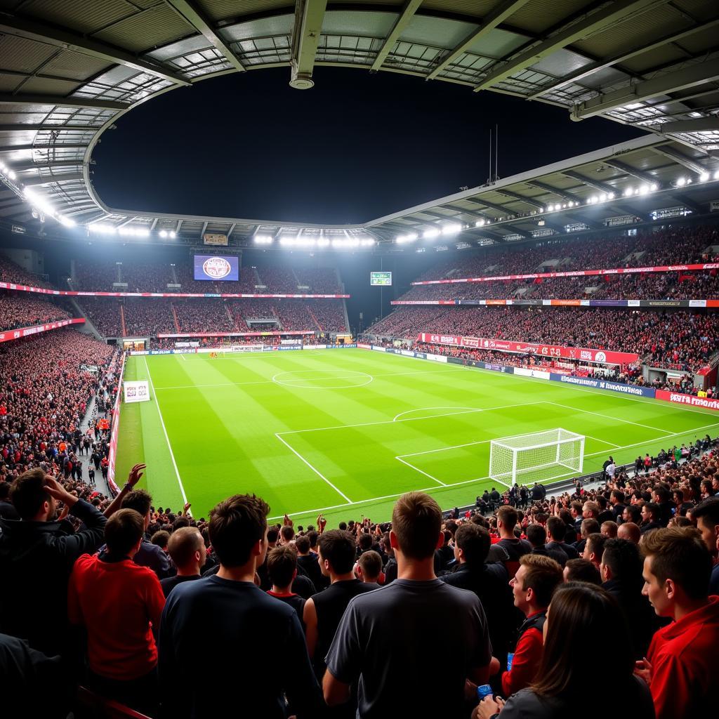 Fans von Bayer Leverkusen und SC Paderborn im Stadion