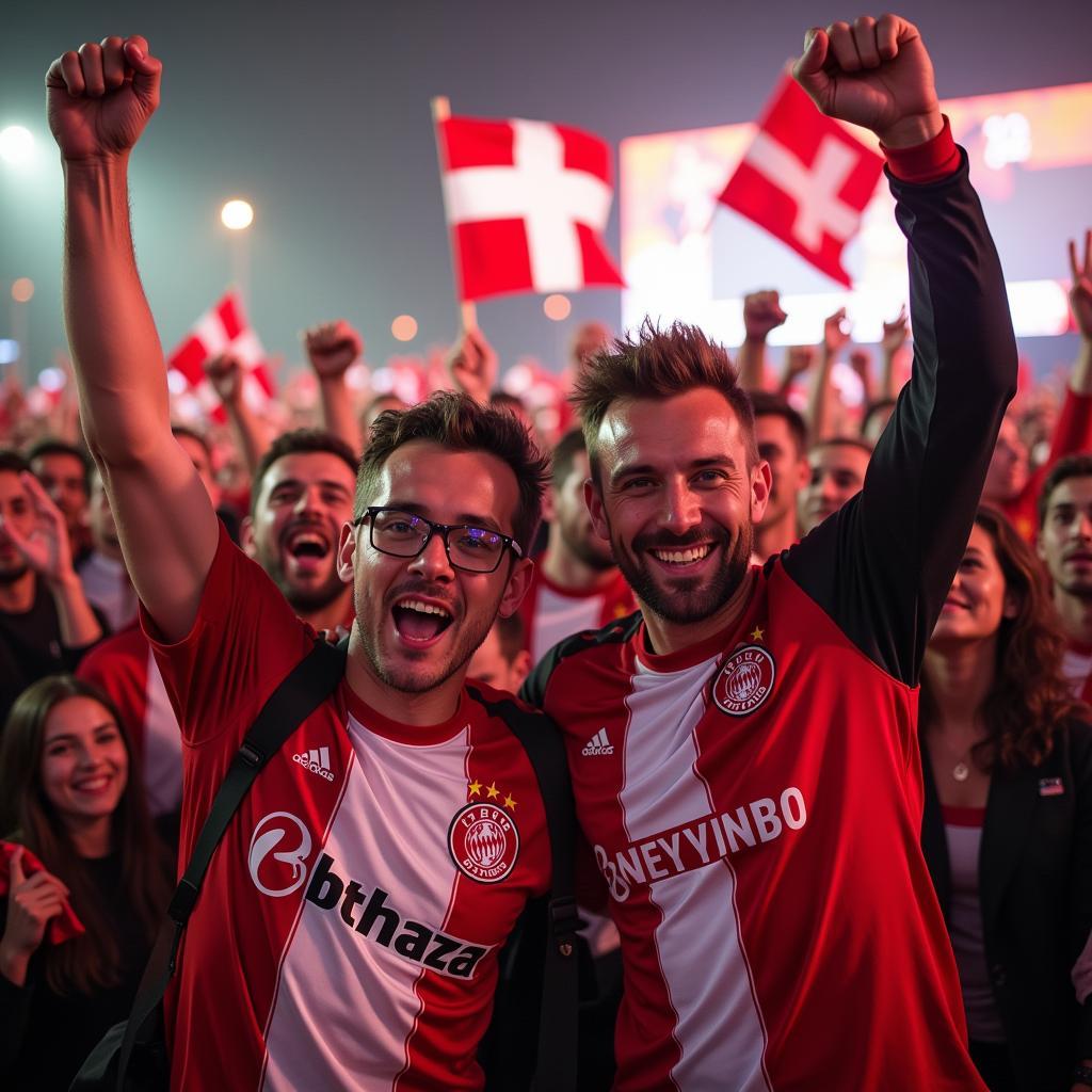 Fans von Bayer Leverkusen und Zürich feiern gemeinsam ein Fußballfest